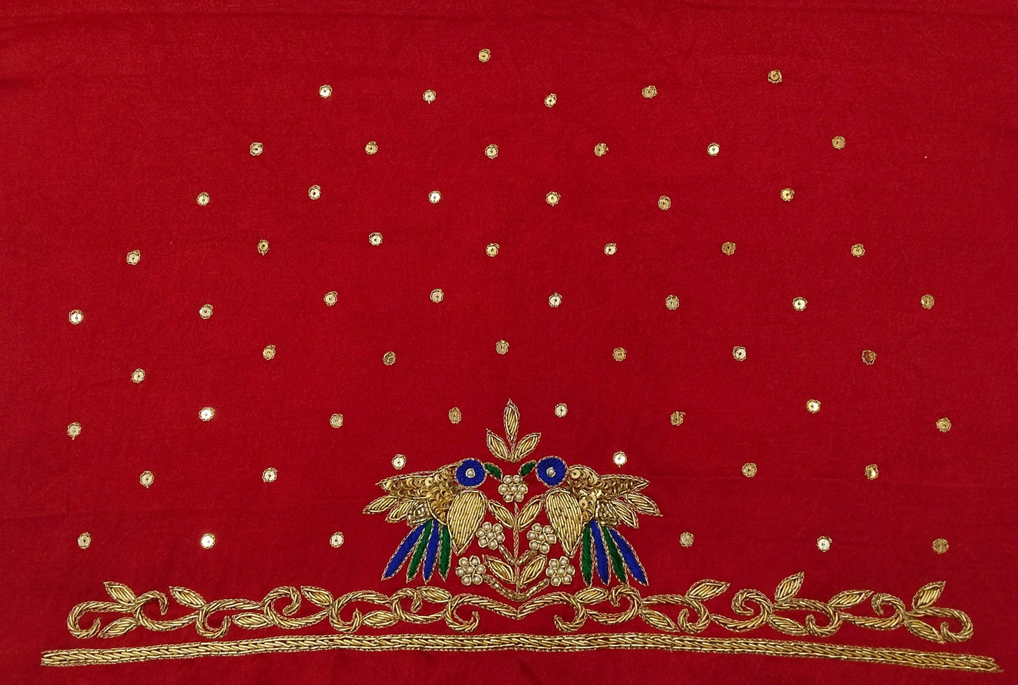 Zari Parrot Charm Blouse Piece (Red)