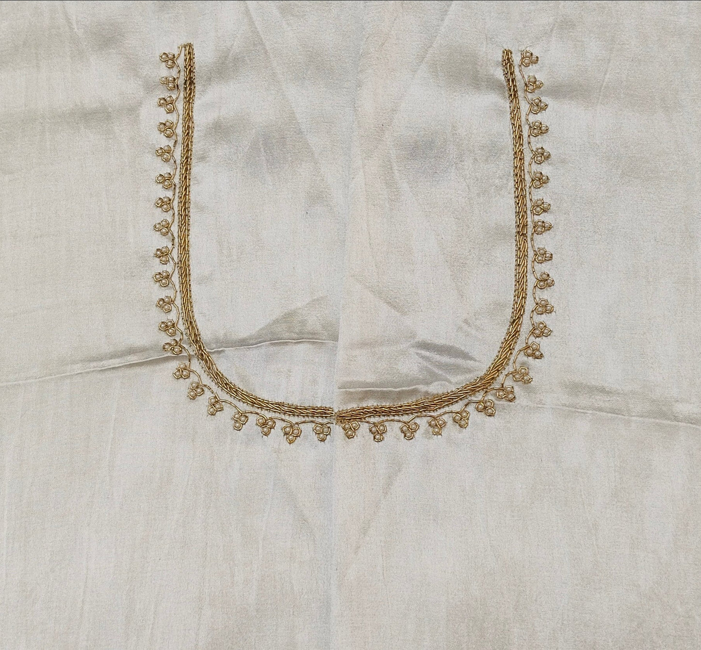 Zari Parrot Charm Blouse Piece (White)