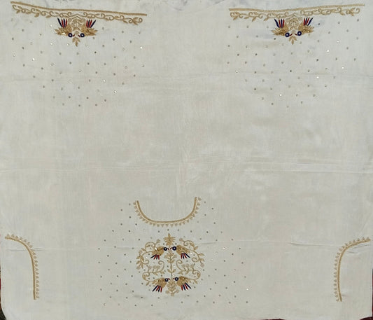 Zari Parrot Charm Blouse Piece (White)