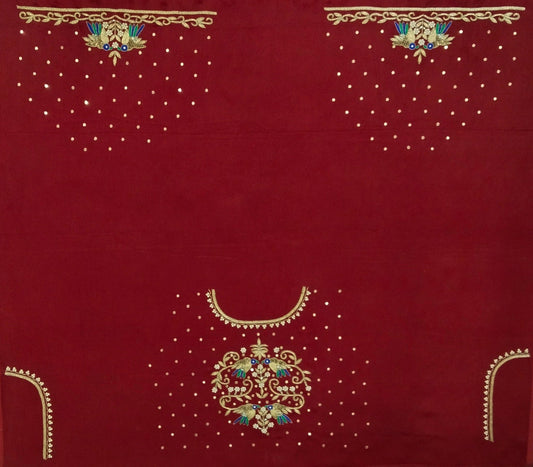 Zari Parrot Charm Blouse Piece (Maroon)