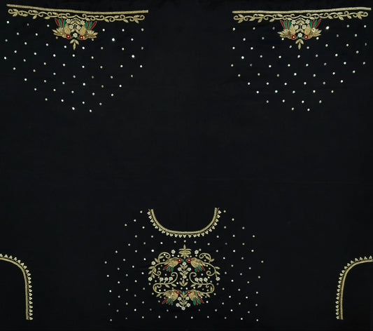 Zari Parrot Charm Blouse Piece (Black)