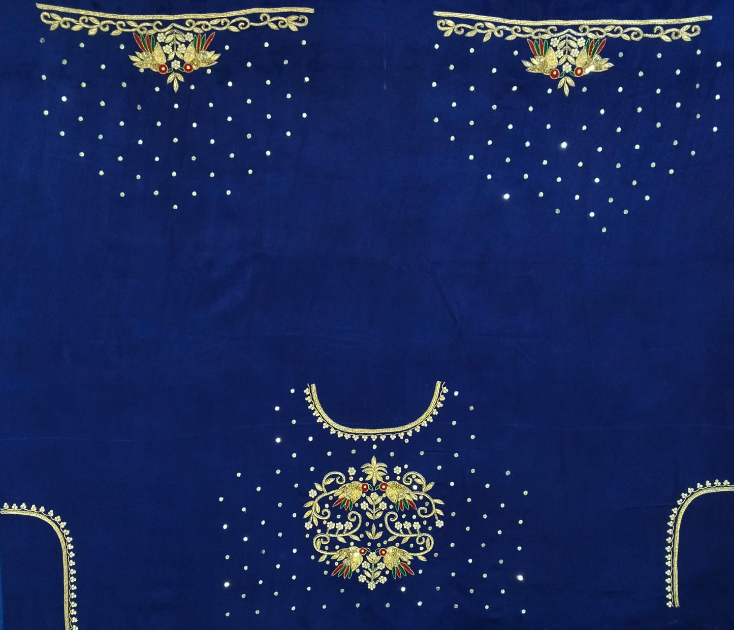 Zari Parrot Charm Blouse Piece (Royal Blue)