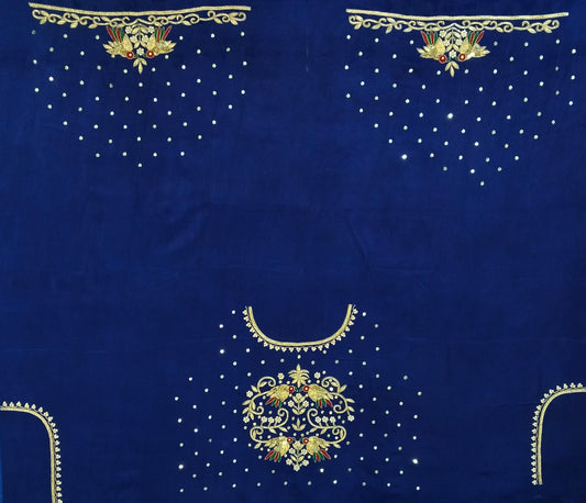 Zari Parrot Charm Blouse Piece (Royal Blue)