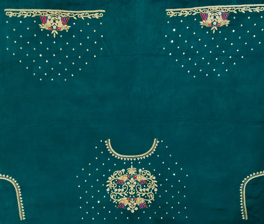 Zari Parrot Charm Blouse Piece (Turkish Blue)