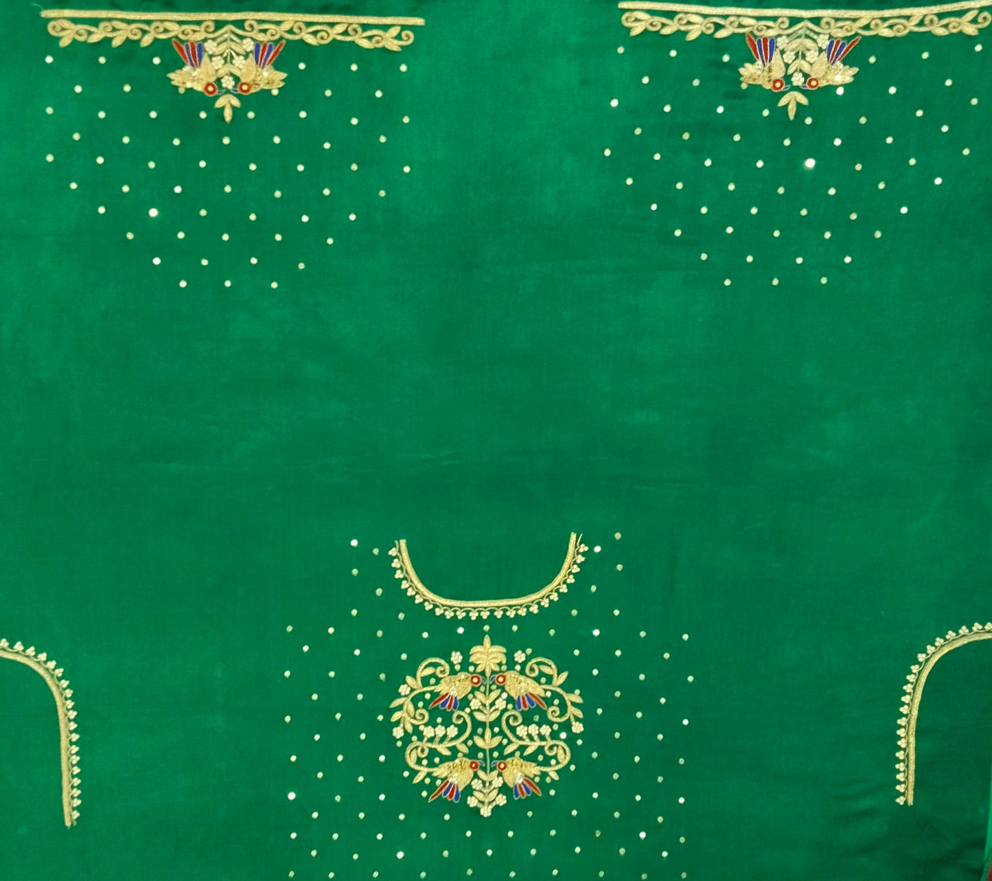 Zari Parrot Charm Blouse Piece (Green)