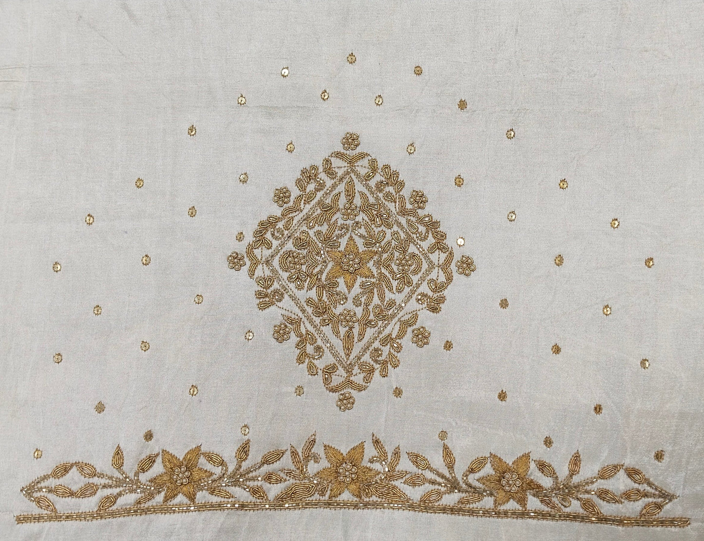 Star Flower Zardozi Work Blouse Pis (White)