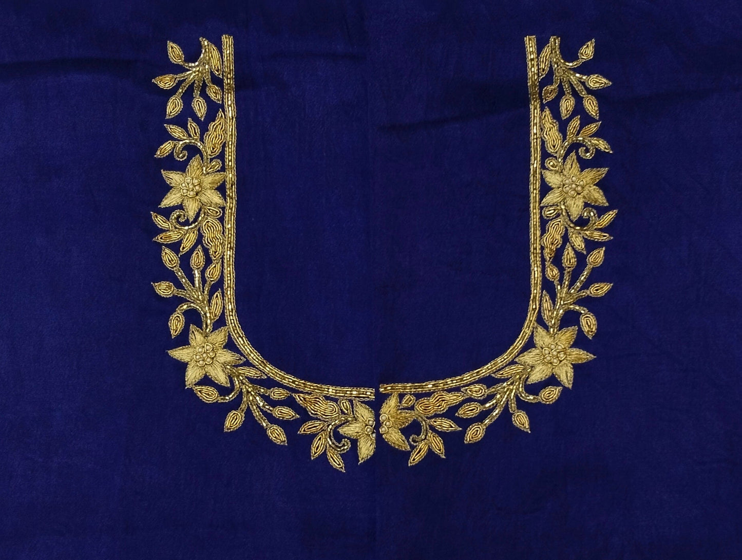 Star Flower Zardozi Work Blouse Pis (Royal Blue)