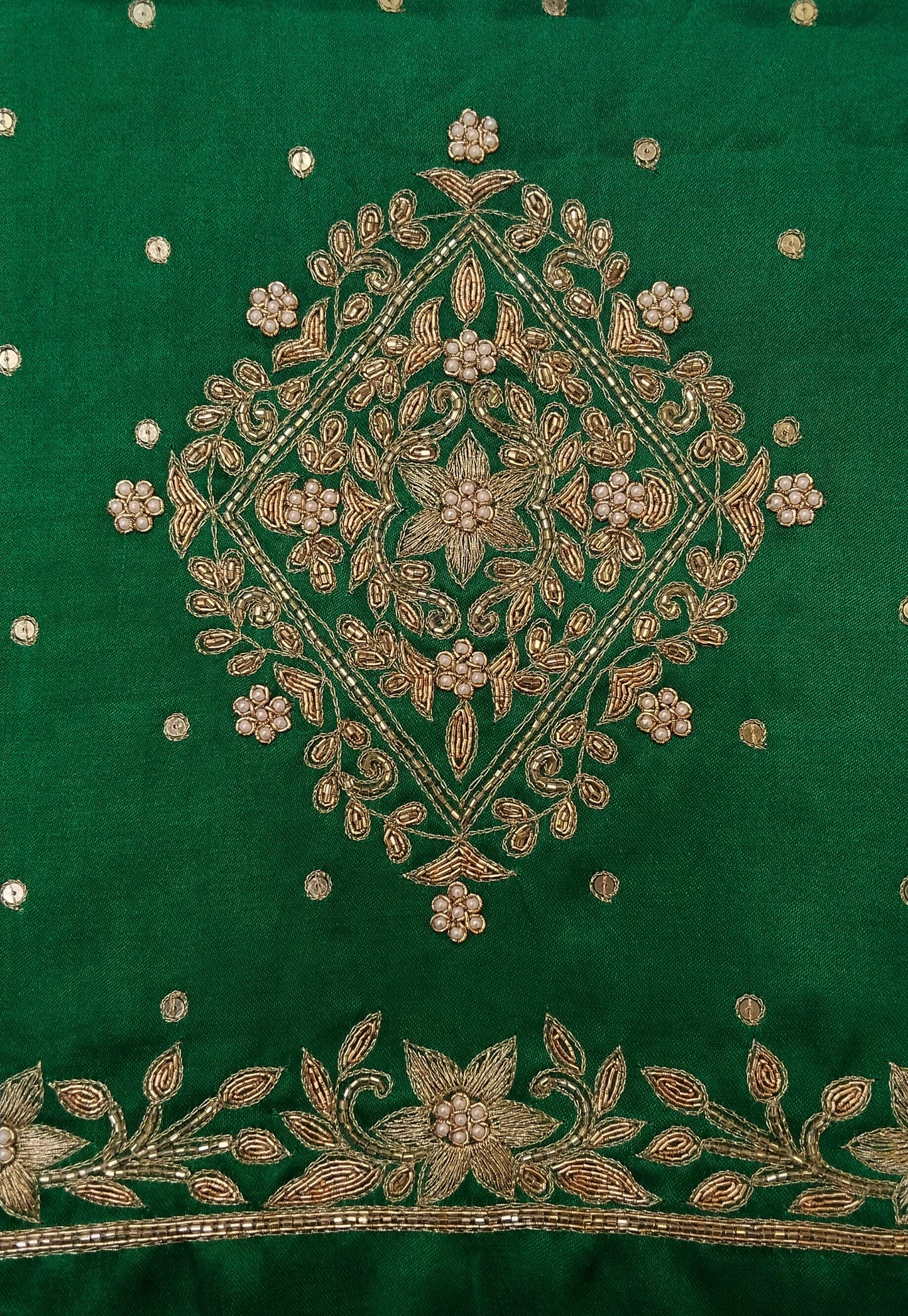 Star Flower Zardozi Work Blouse Pis (Green)