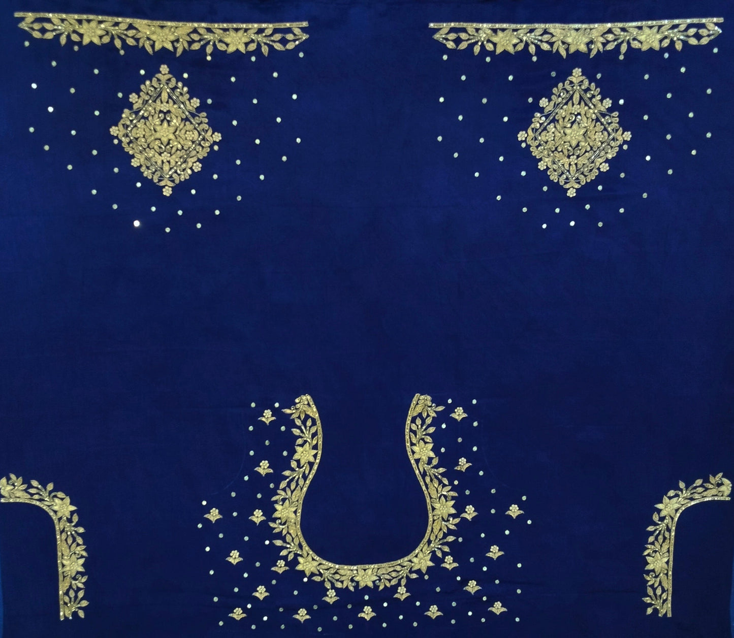Star Flower Zardozi Work Blouse Pis (Royal Blue)