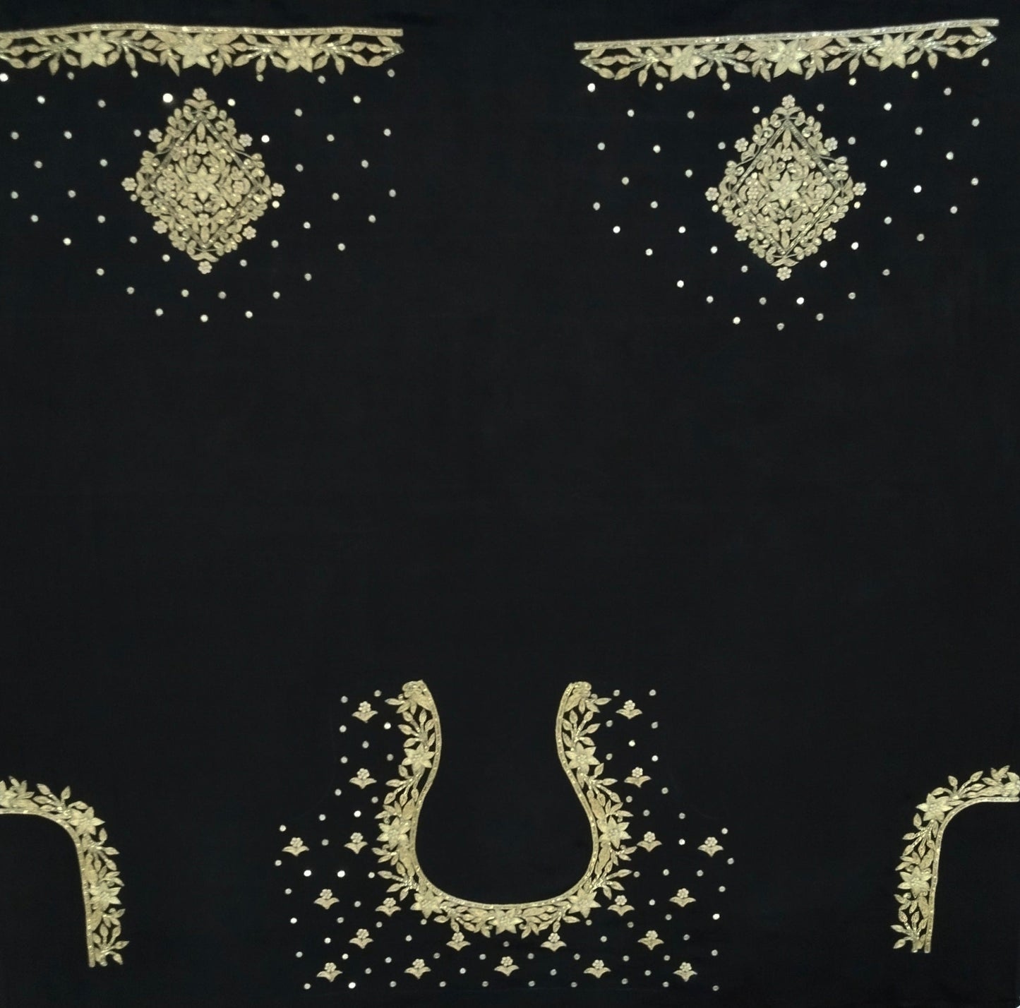 Star Flower Zardozi Work Blouse Pis (Black)