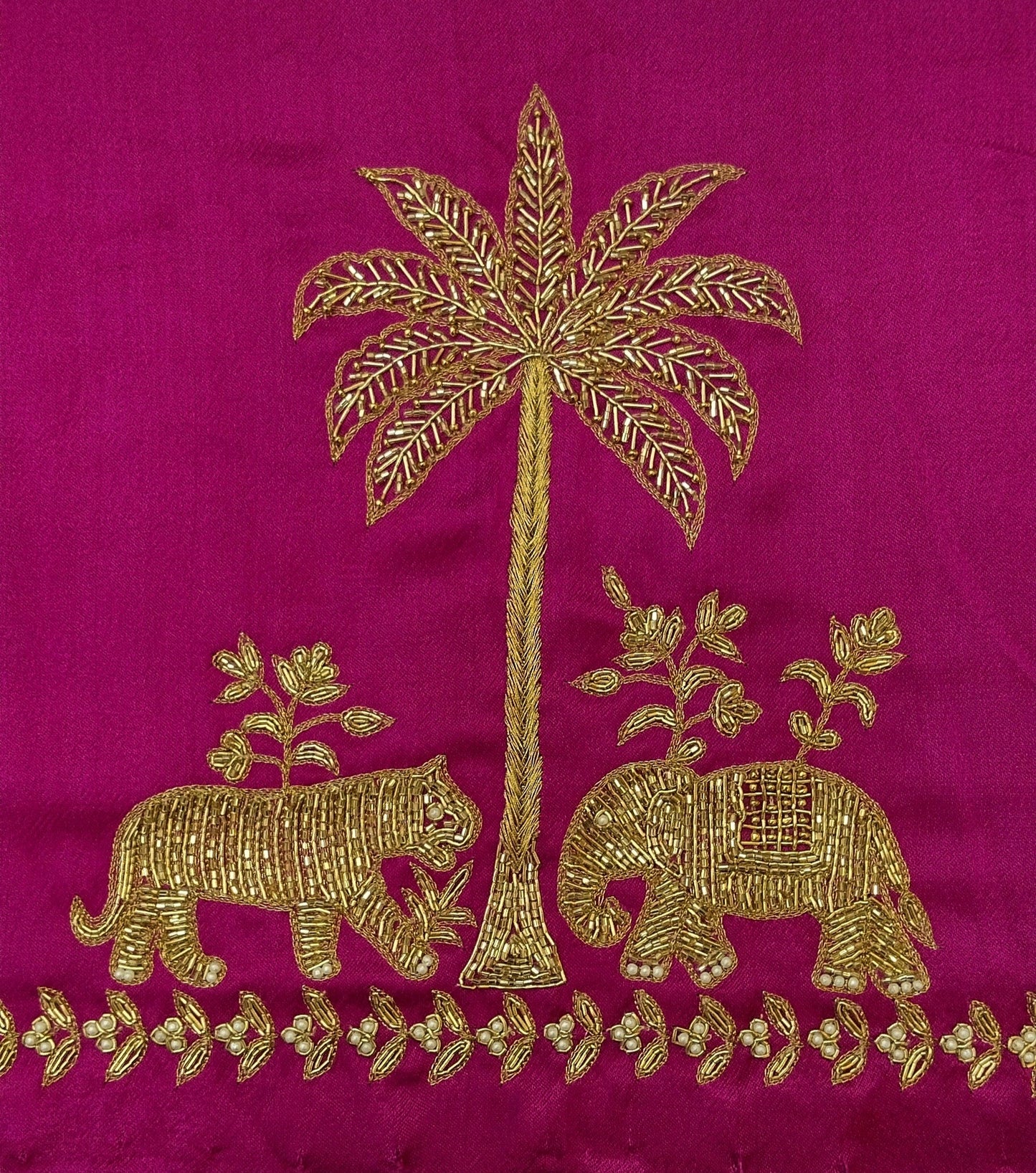 Majestic Elephants & Lions Embroidered Blouse