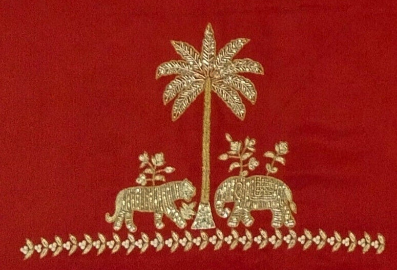 Majestic Elephants & Lions Embroidered Blouse