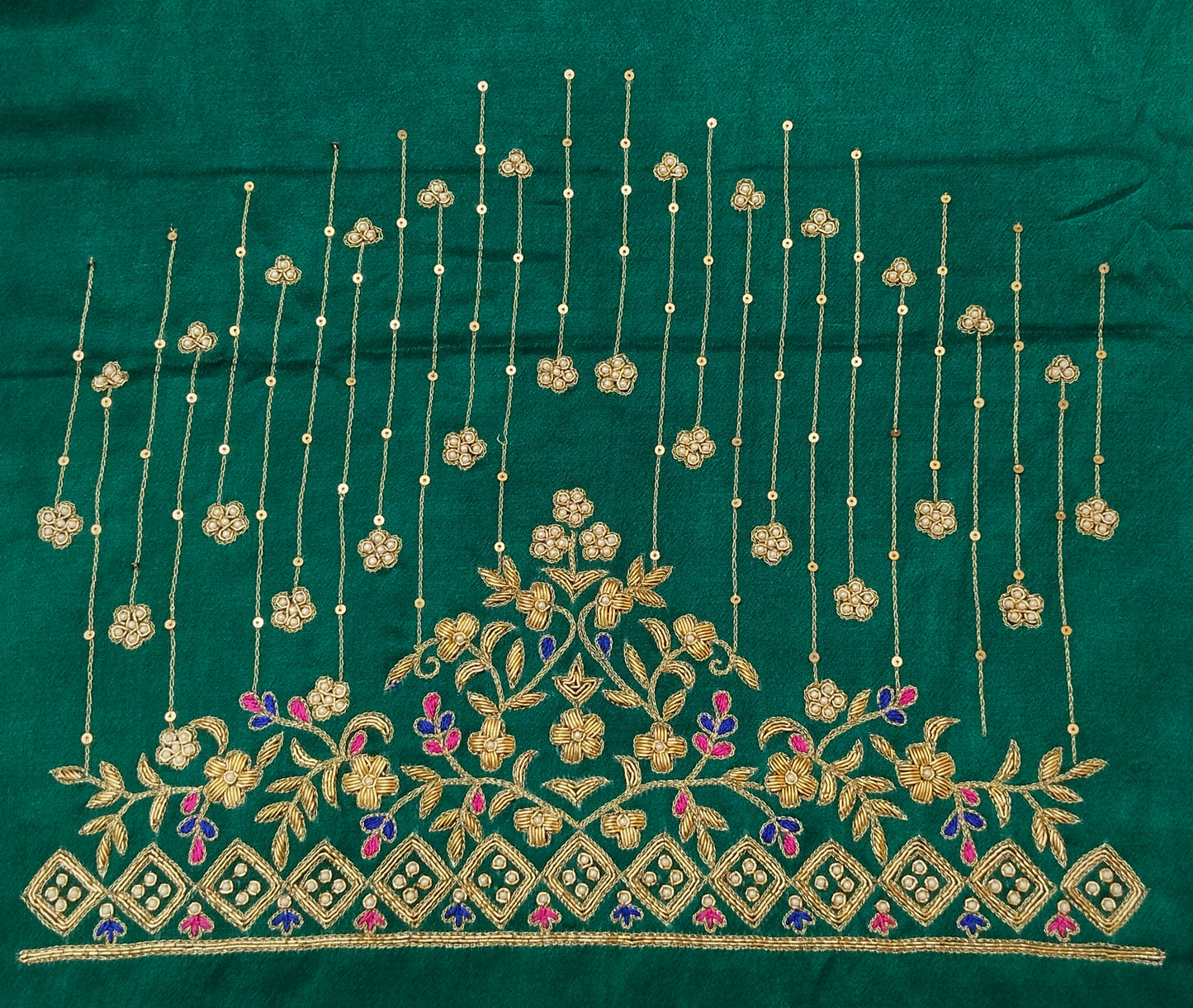 Zehra Taar Embellished Blouse Piece (Turkish Blue)