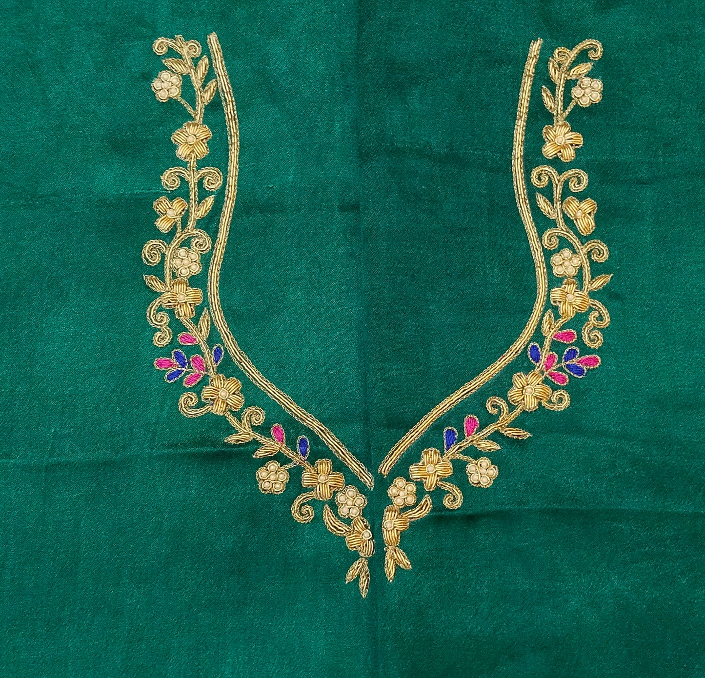 Zehra Taar Embellished Blouse Piece (Turkish Blue)