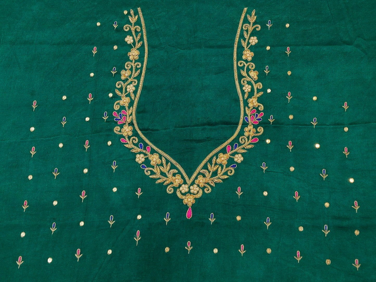 Zehra Taar Embellished Blouse Piece (Turkish Blue)