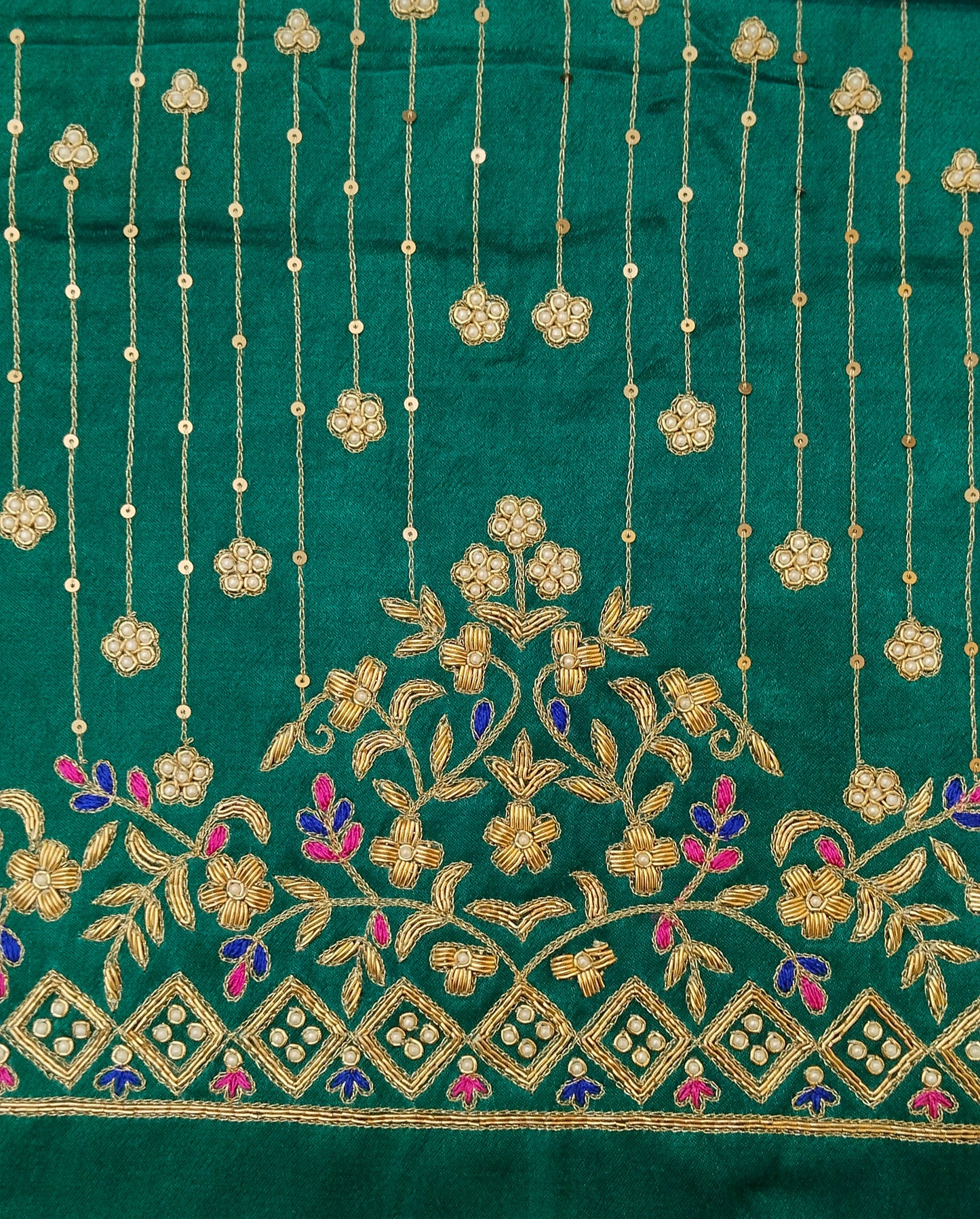 Zehra Taar Embellished Blouse Piece (Turkish Blue)