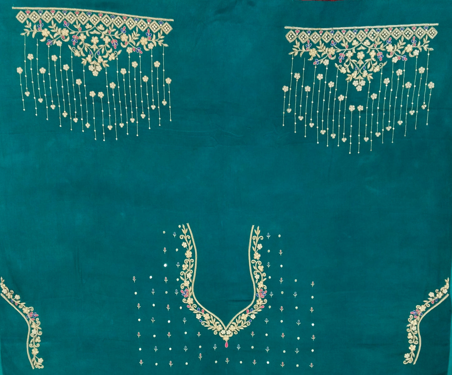 Zehra Taar Embellished Blouse Piece (Turkish Blue)