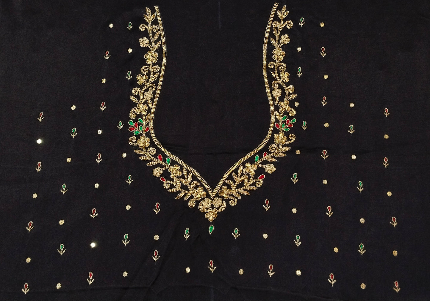 Zehra Taar Embellished Blouse Piece (Black)