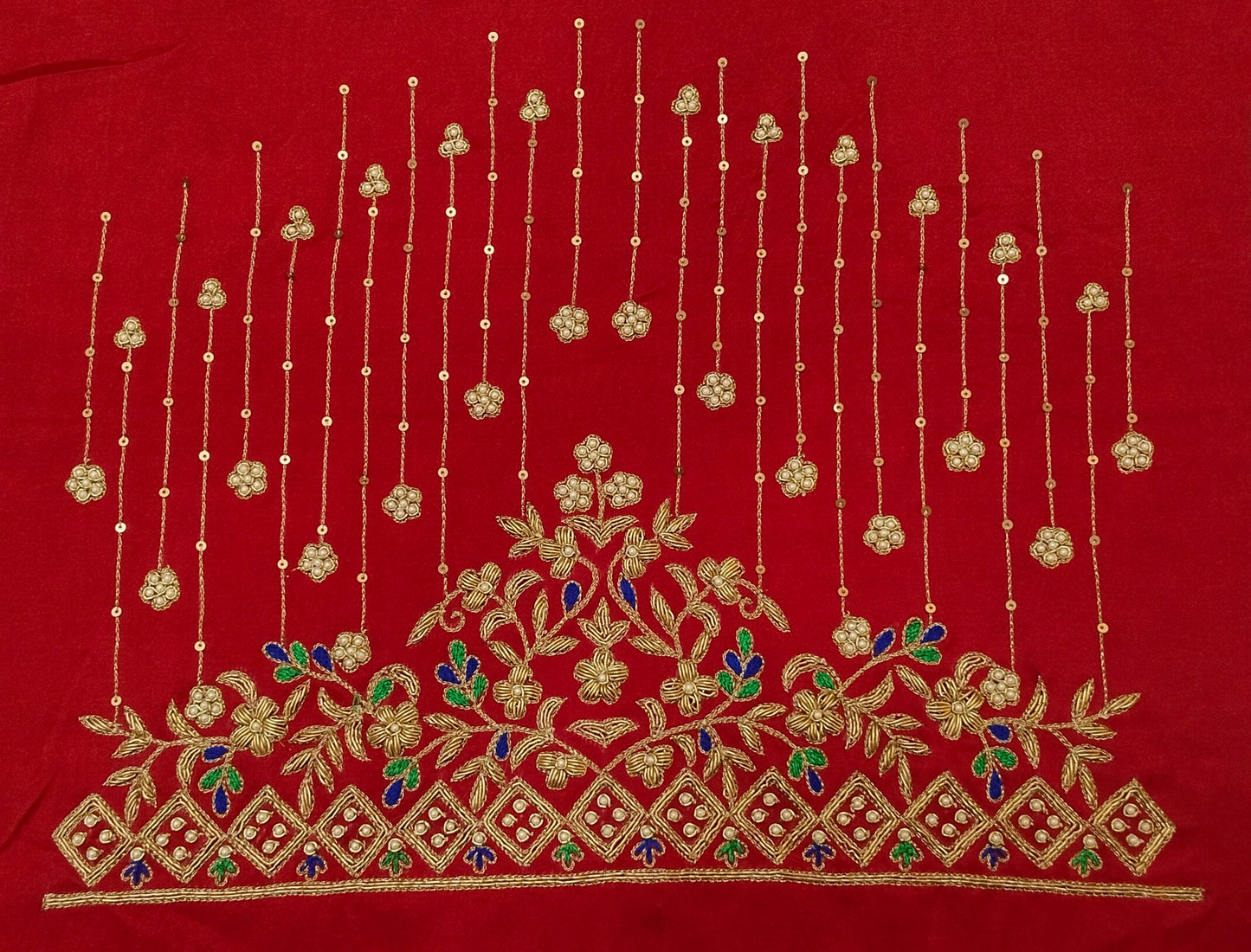 Zehra Taar Embellished Blouse Piece (Red)