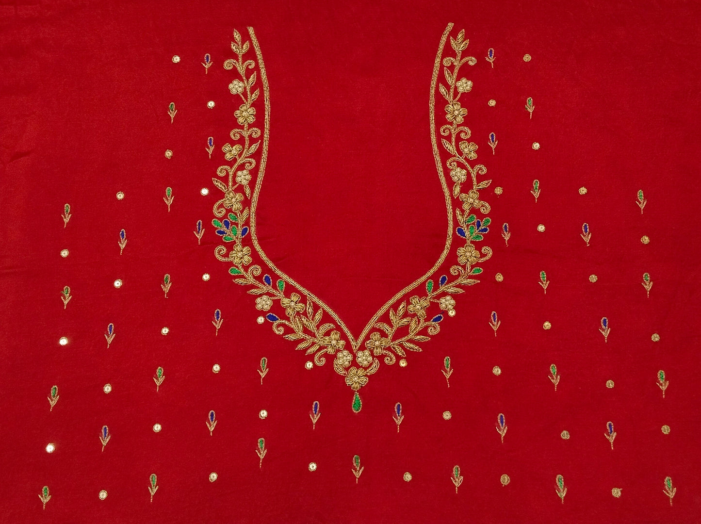 Zehra Taar Embellished Blouse Piece (Red)