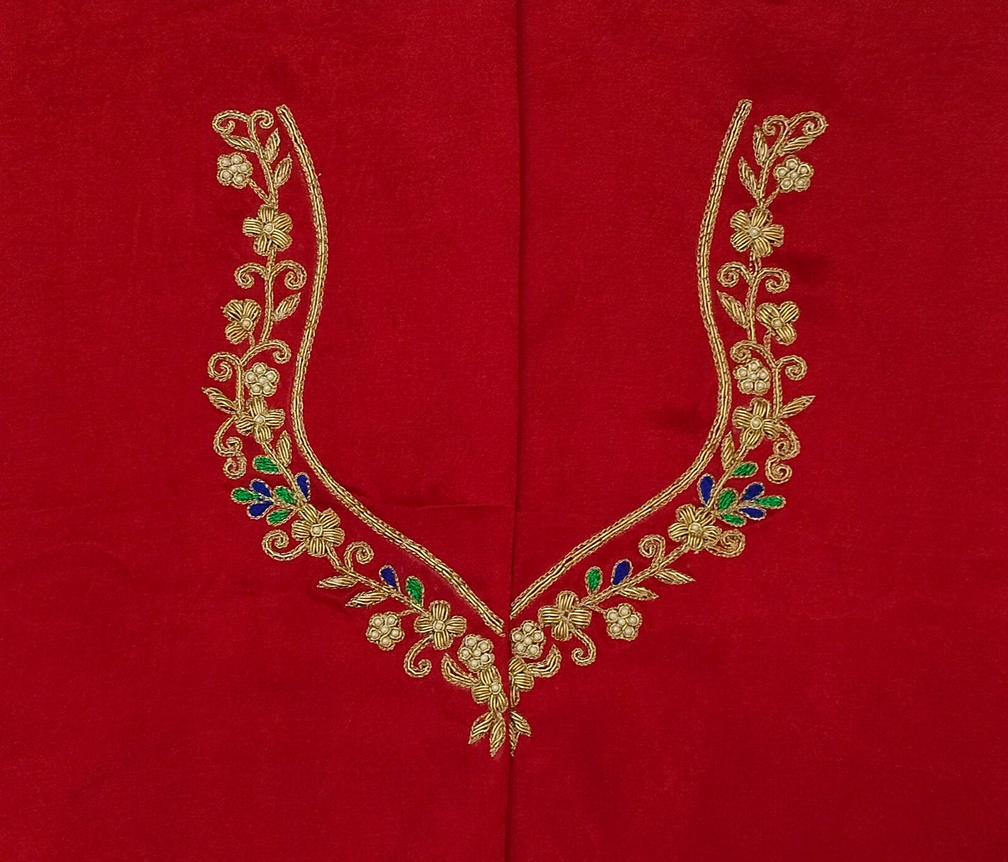 Zehra Taar Embellished Blouse Piece (Red)