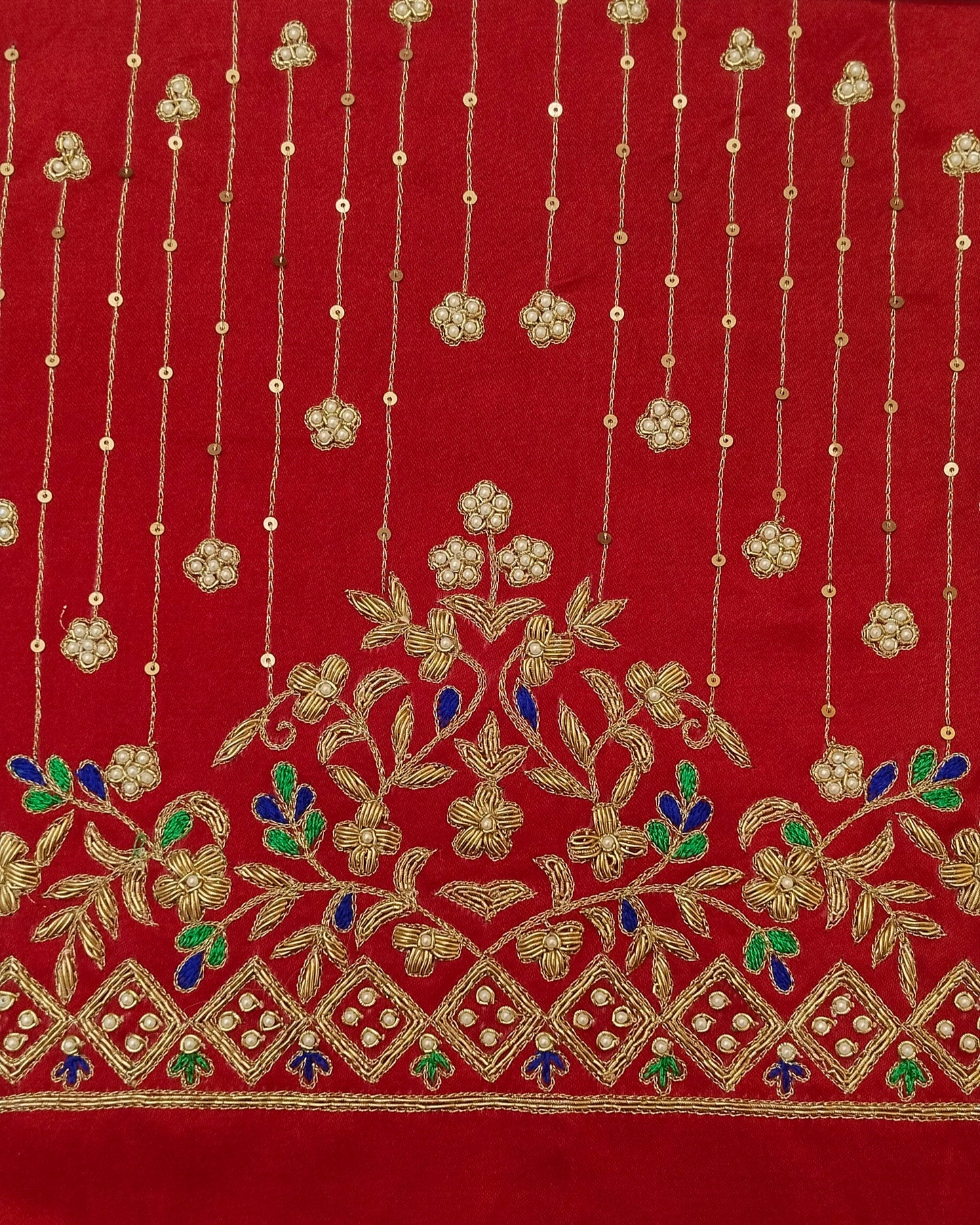 Zehra Taar Embellished Blouse Piece (Red)