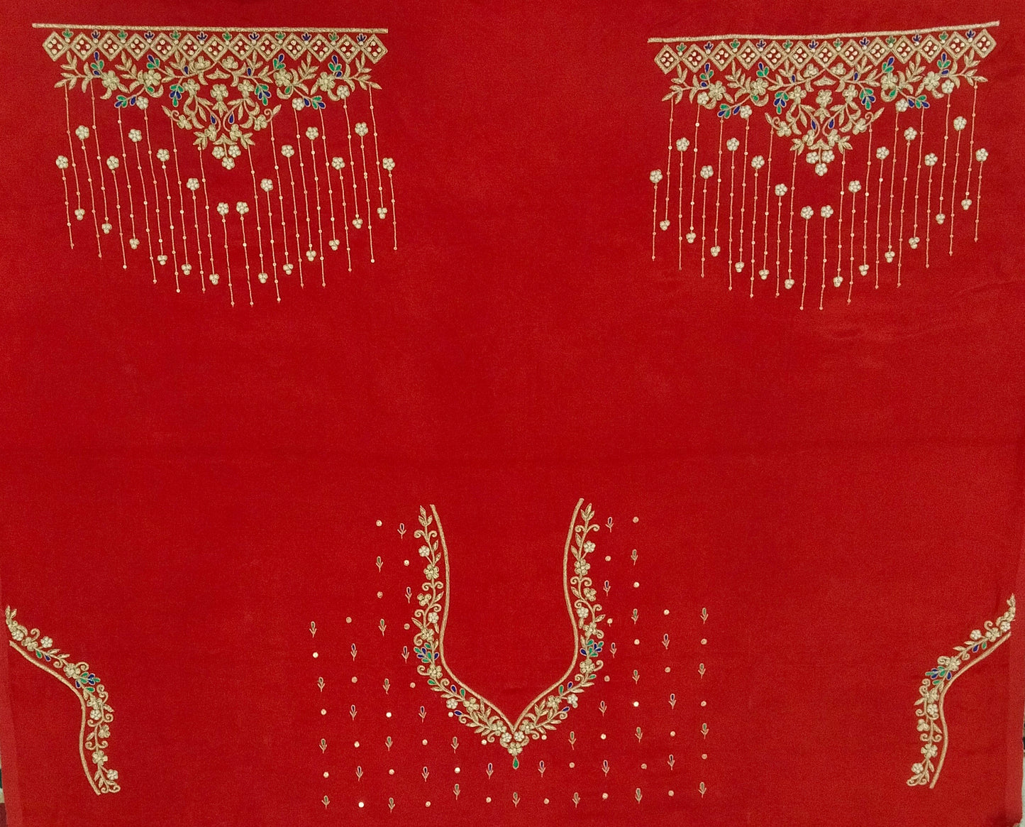 Zehra Taar Embellished Blouse Piece (Red)