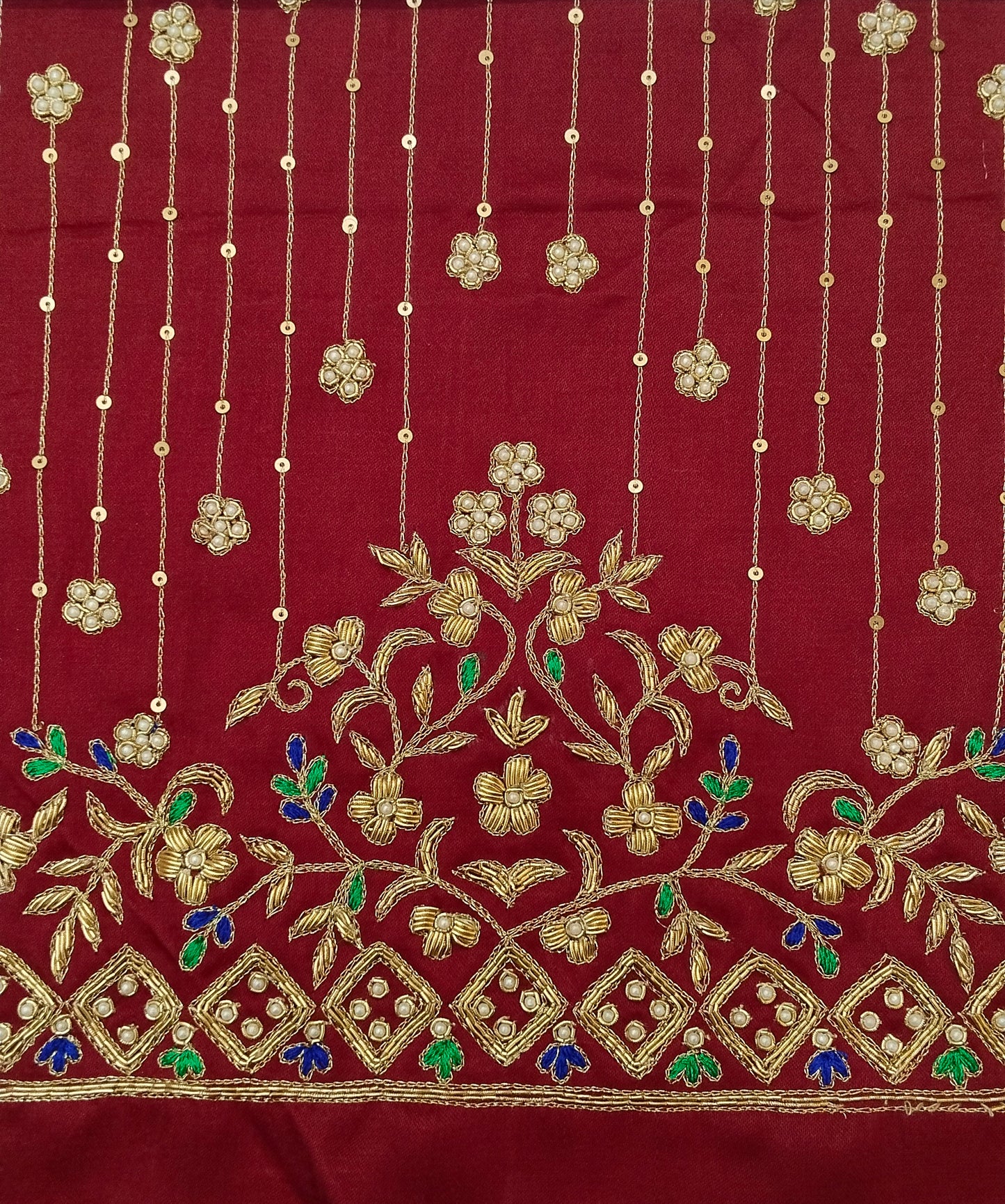 Zehra Taar Embellished Blouse Piece (Maroon)