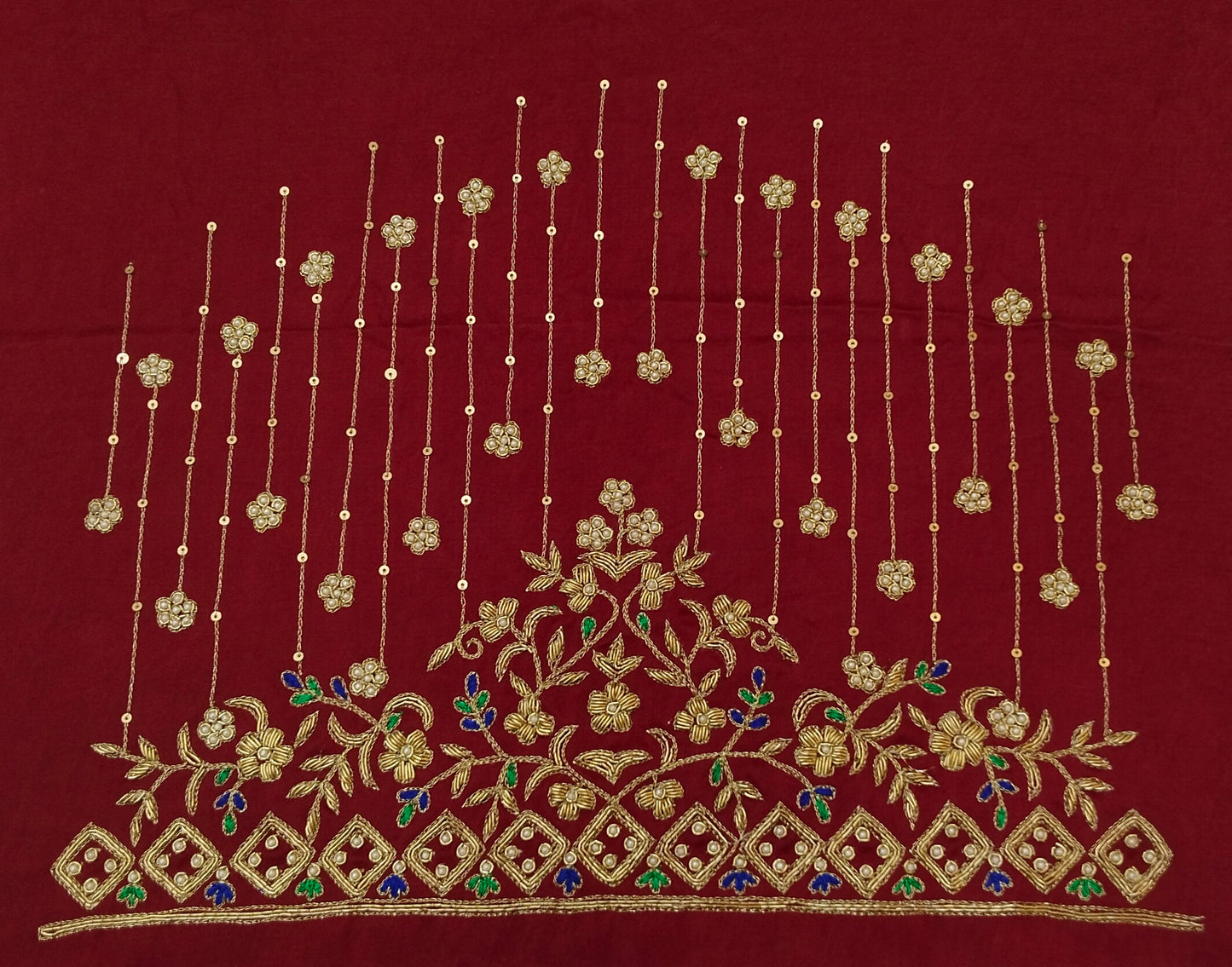 Zehra Taar Embellished Blouse Piece (Maroon)