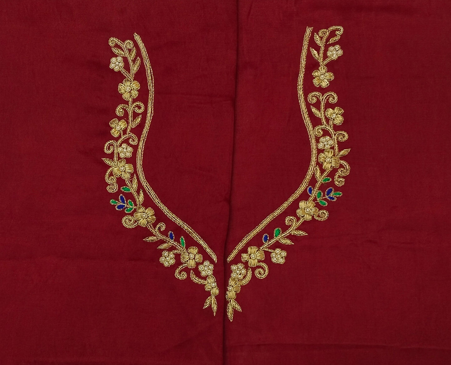 Zehra Taar Embellished Blouse Piece (Maroon)