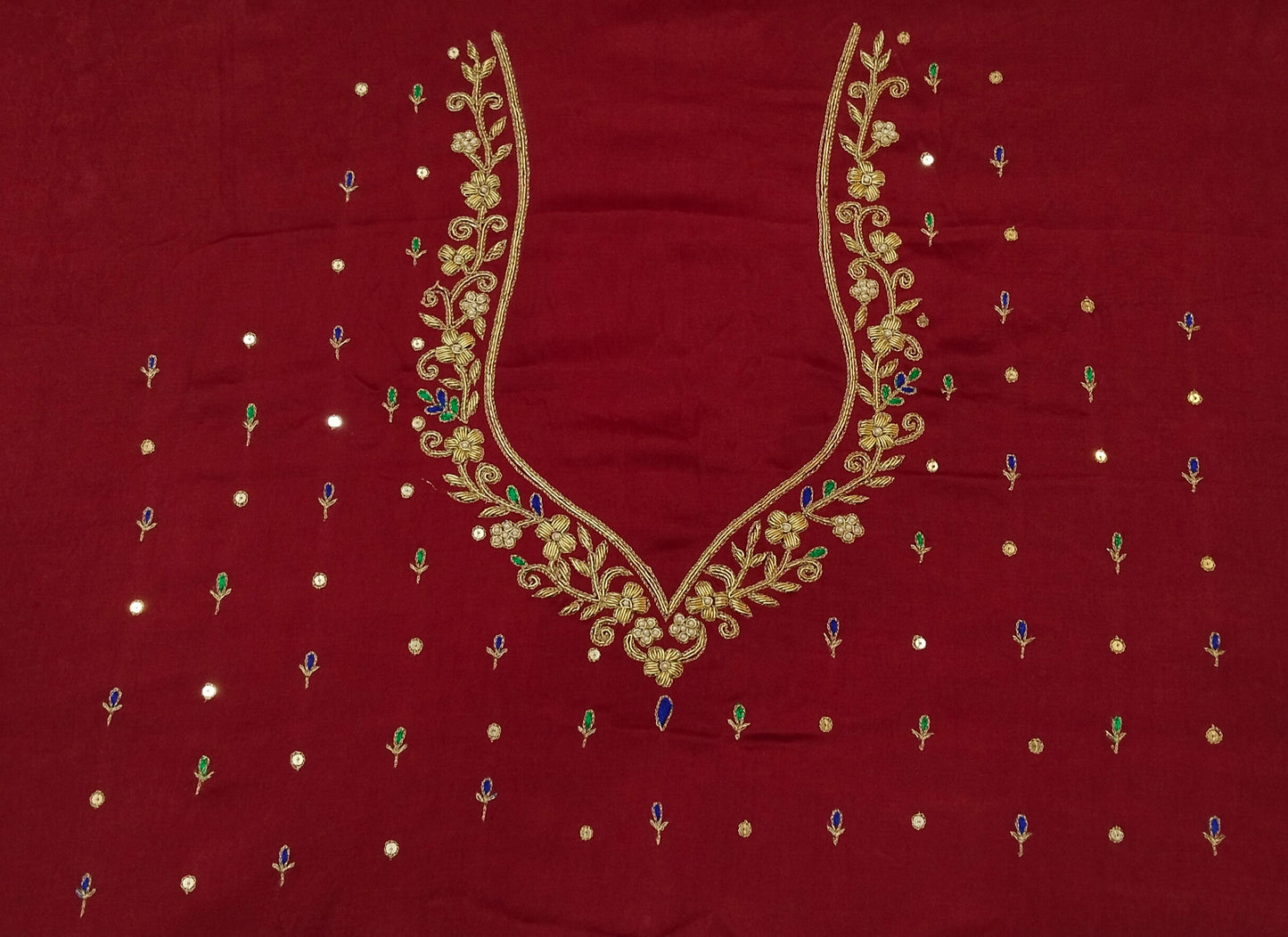 Zehra Taar Embellished Blouse Piece (Maroon)