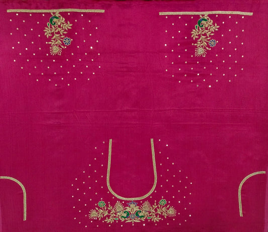 Peacock Elegance Blouse Piece (Dark Pink)