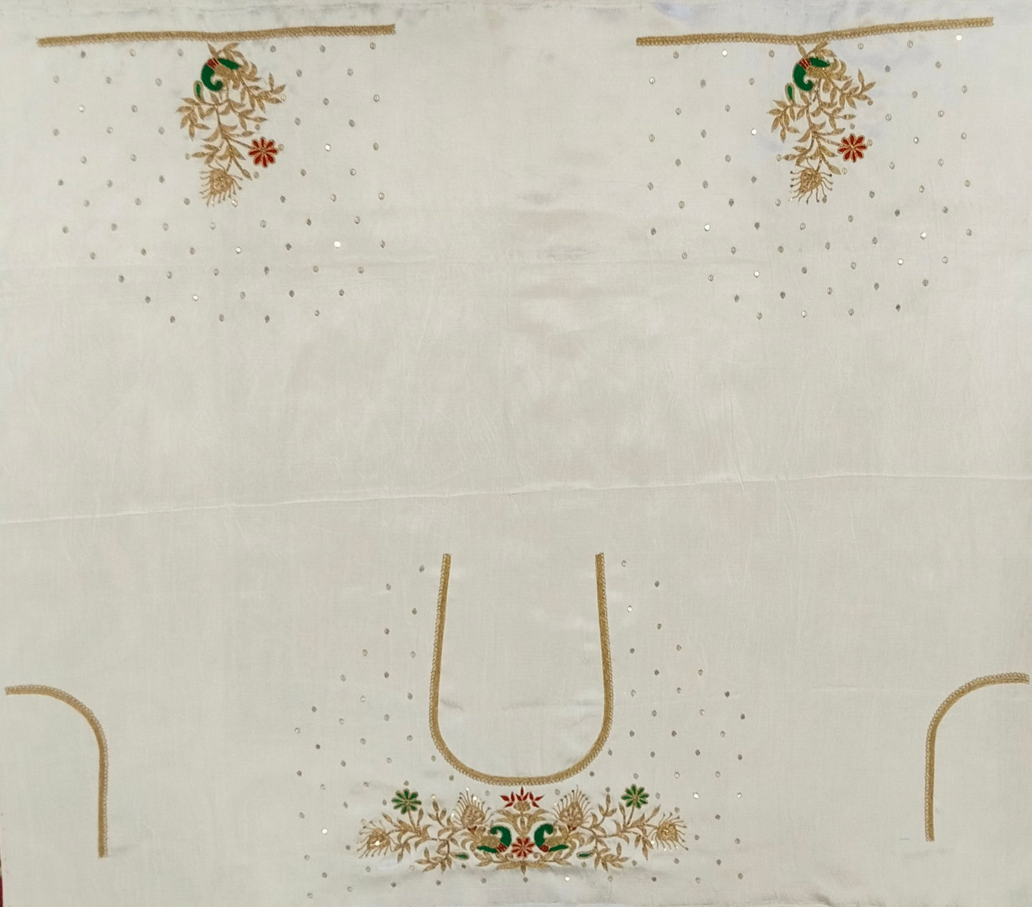 Peacock Elegance Blouse Piece (Off White)