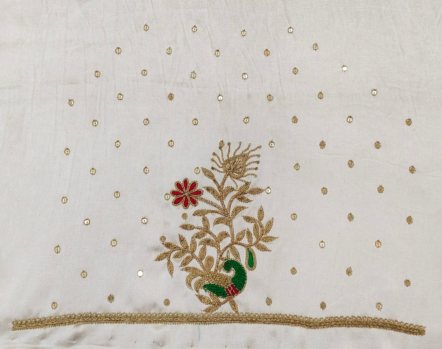 Peacock Elegance Blouse Piece (Off White)