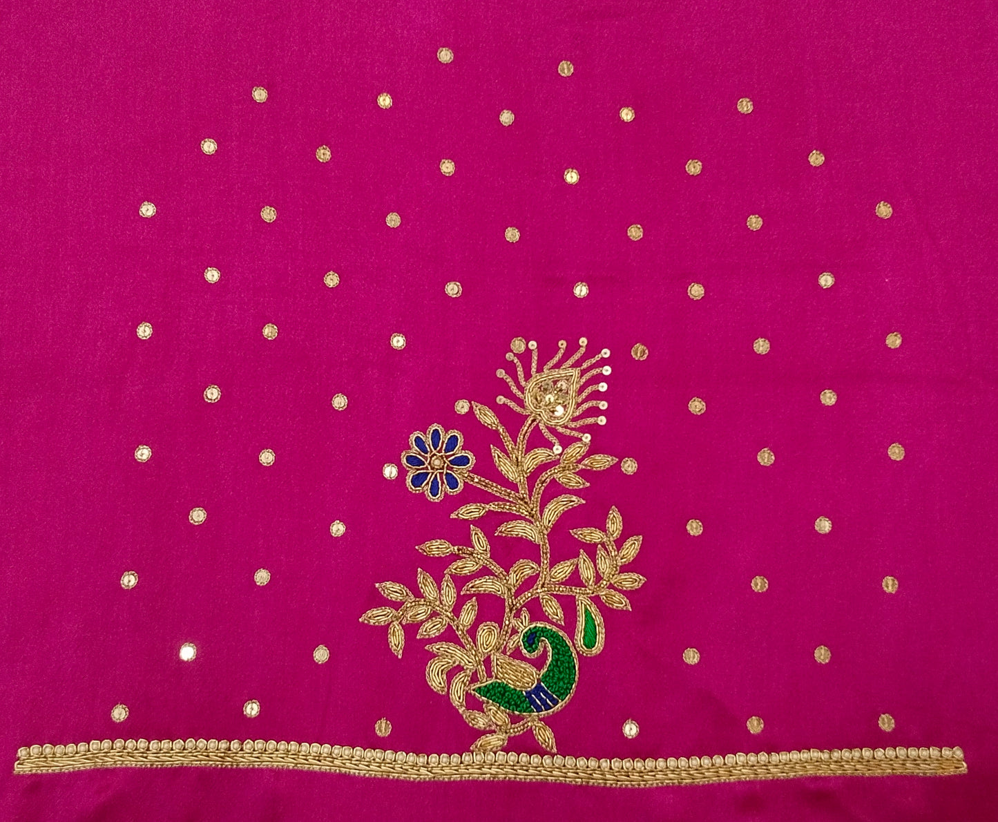 Peacock Elegance Blouse Piece (Dark Pink)