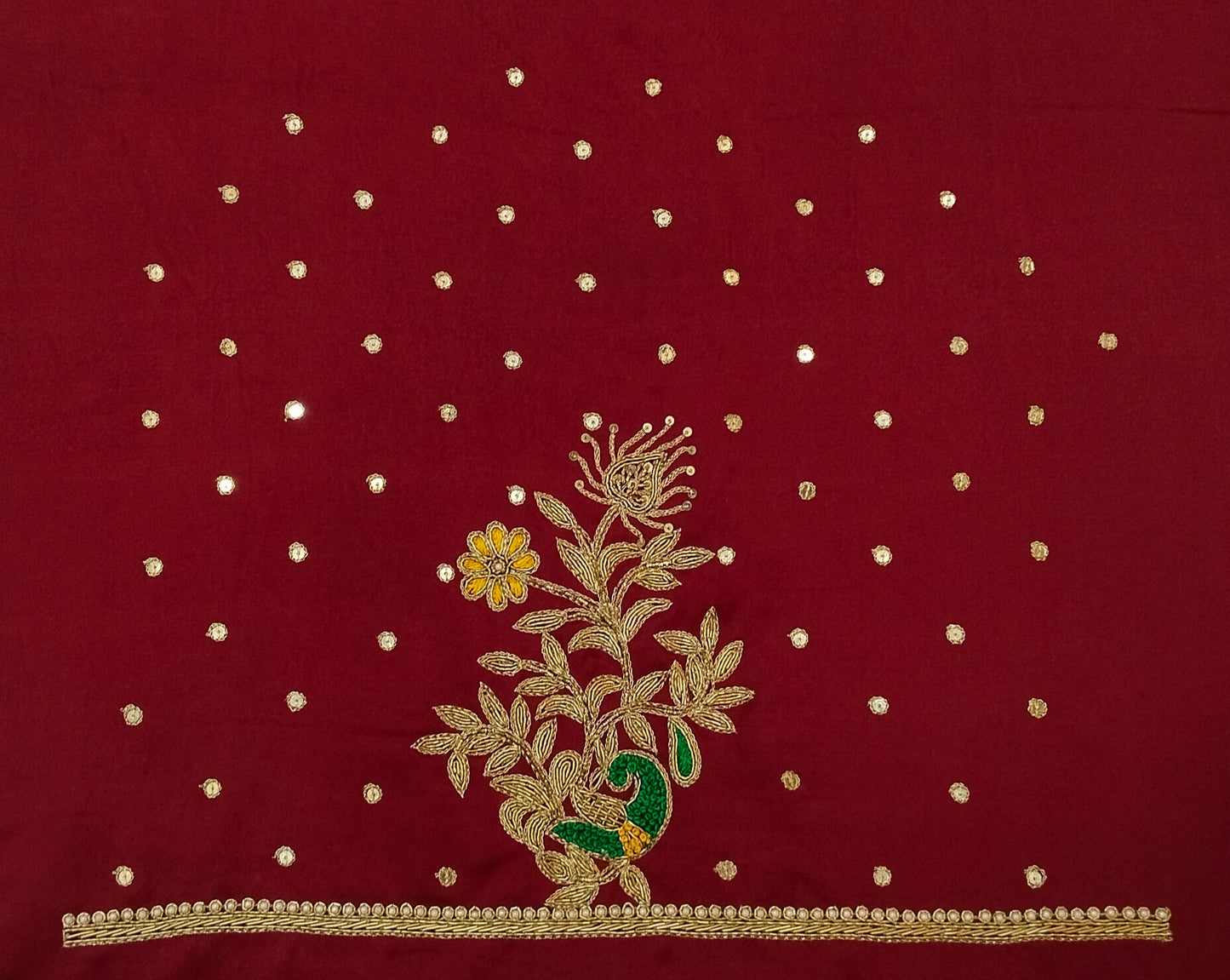 Peacock Elegance Blouse Piece (Maroon)