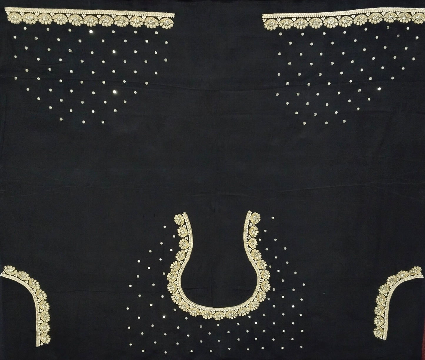 Glam Petal Elegance Blouse Piece (Black)