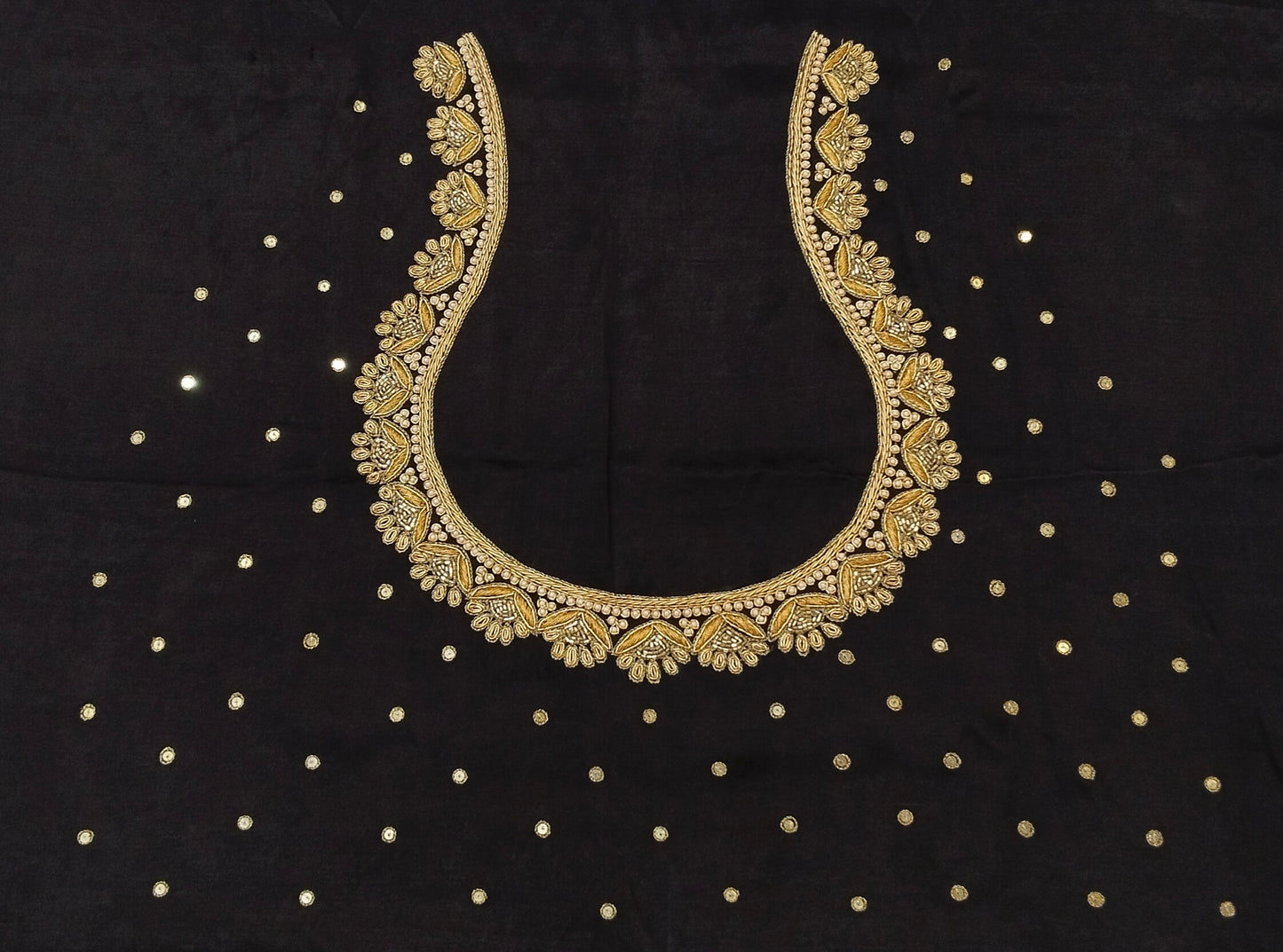 Glam Petal Elegance Blouse Piece (Black)