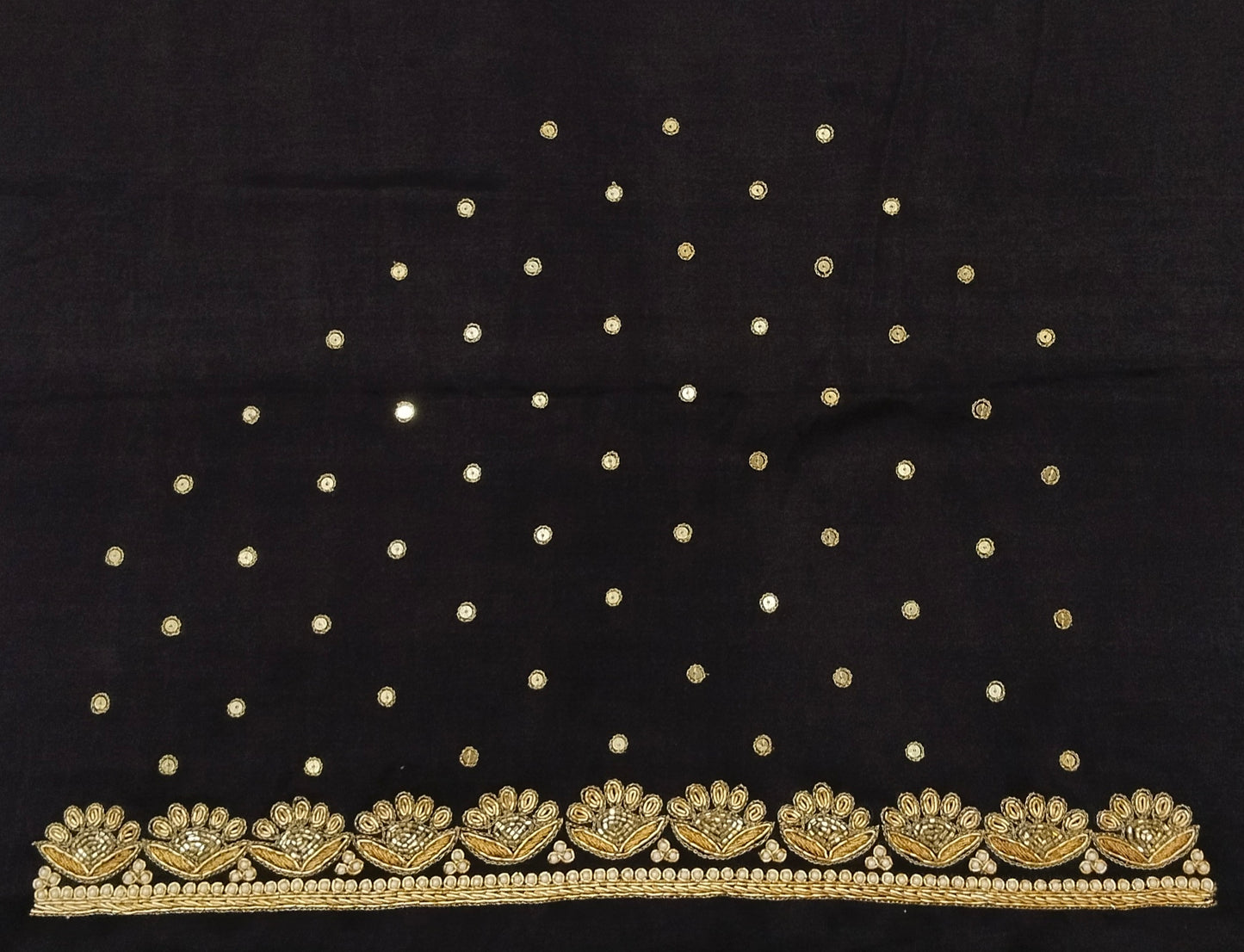 Glam Petal Elegance Blouse Piece (Black)