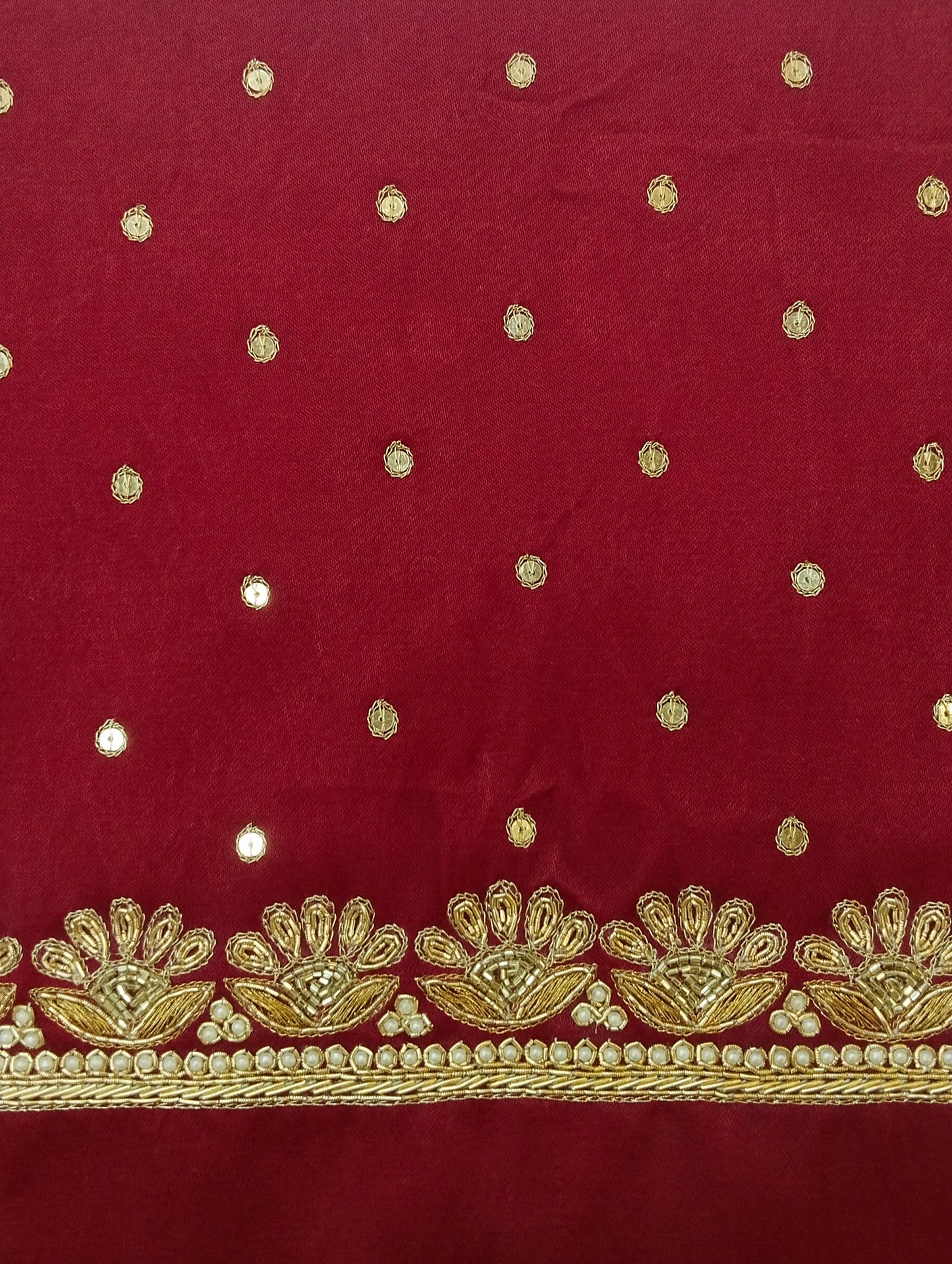 Glam Petal Elegance Blouse Piece (Dark Maroon)