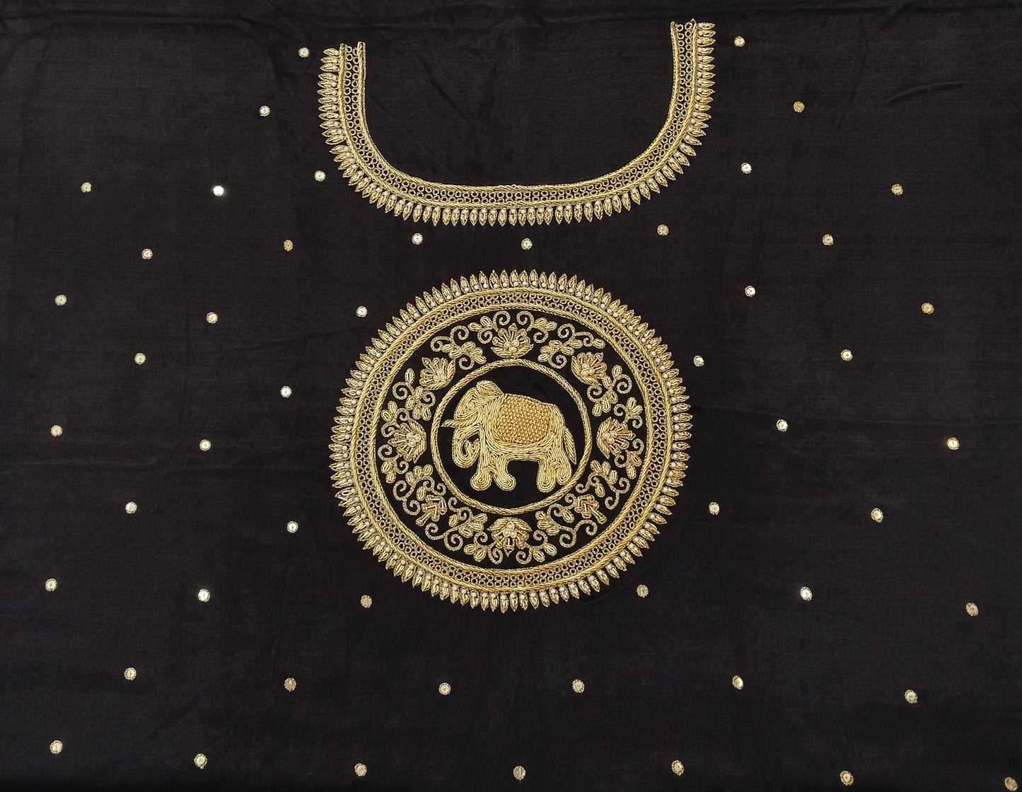The Elephant Motif Blouse Piece (Black)