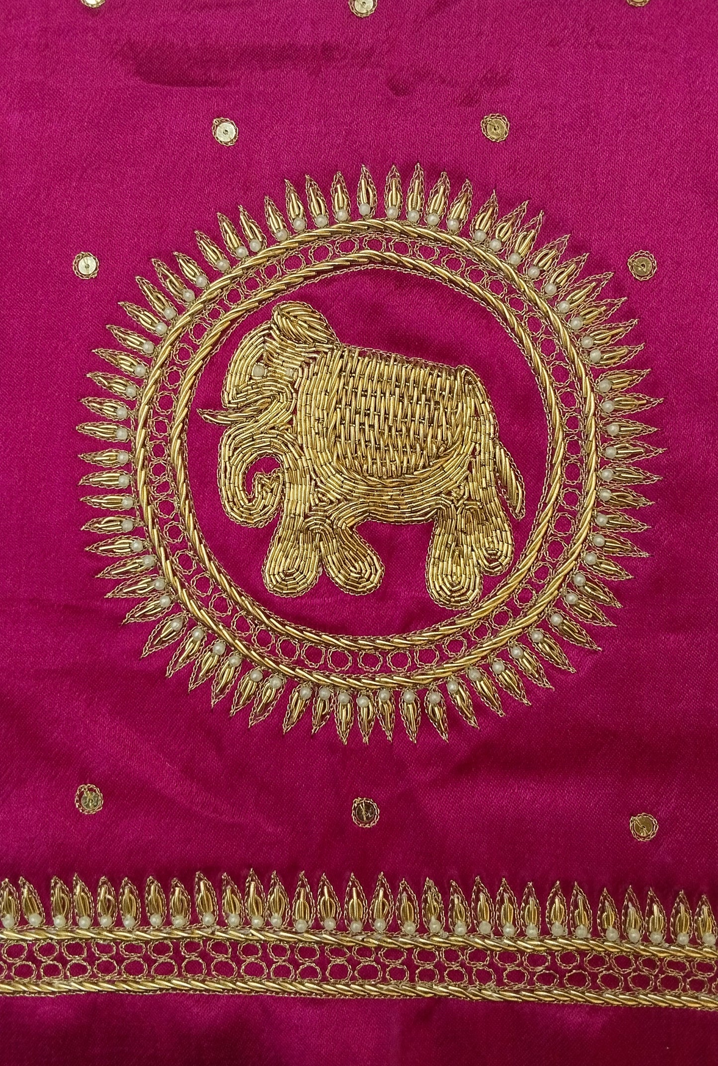 The Elephant Motif Blouse Piece (Dark Pink)