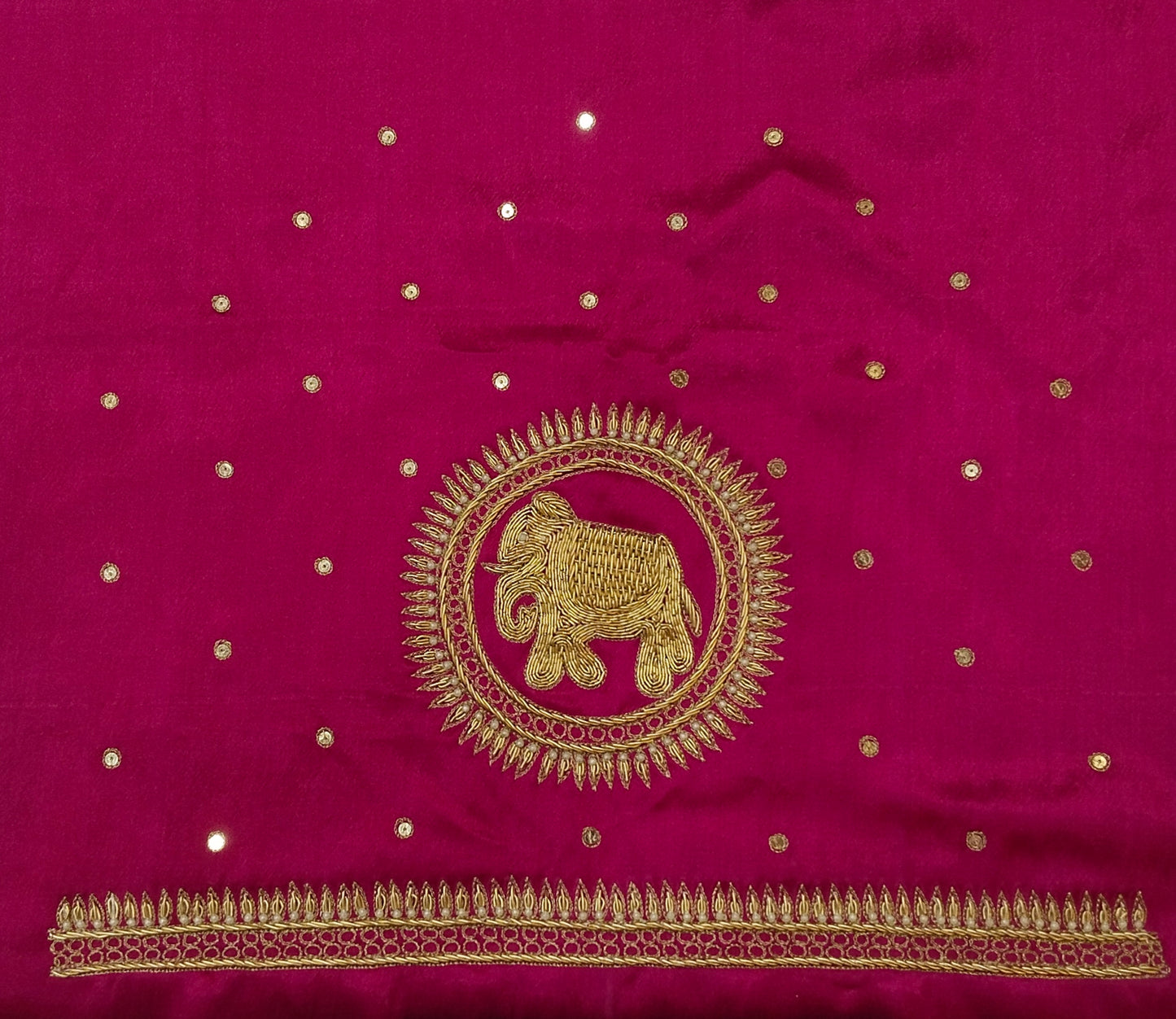 The Elephant Motif Blouse Piece (Dark Pink)