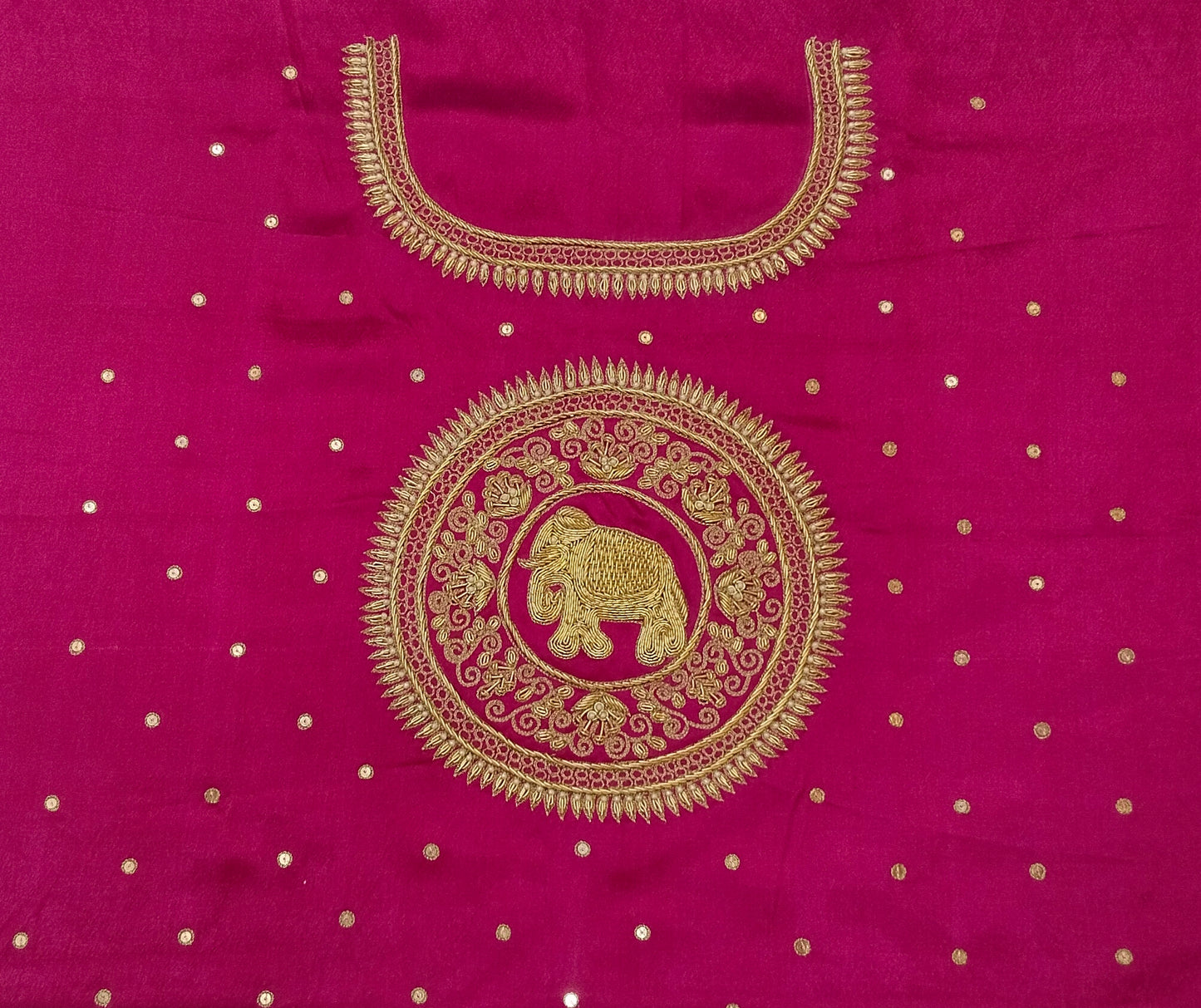 The Elephant Motif Blouse Piece (Dark Pink)