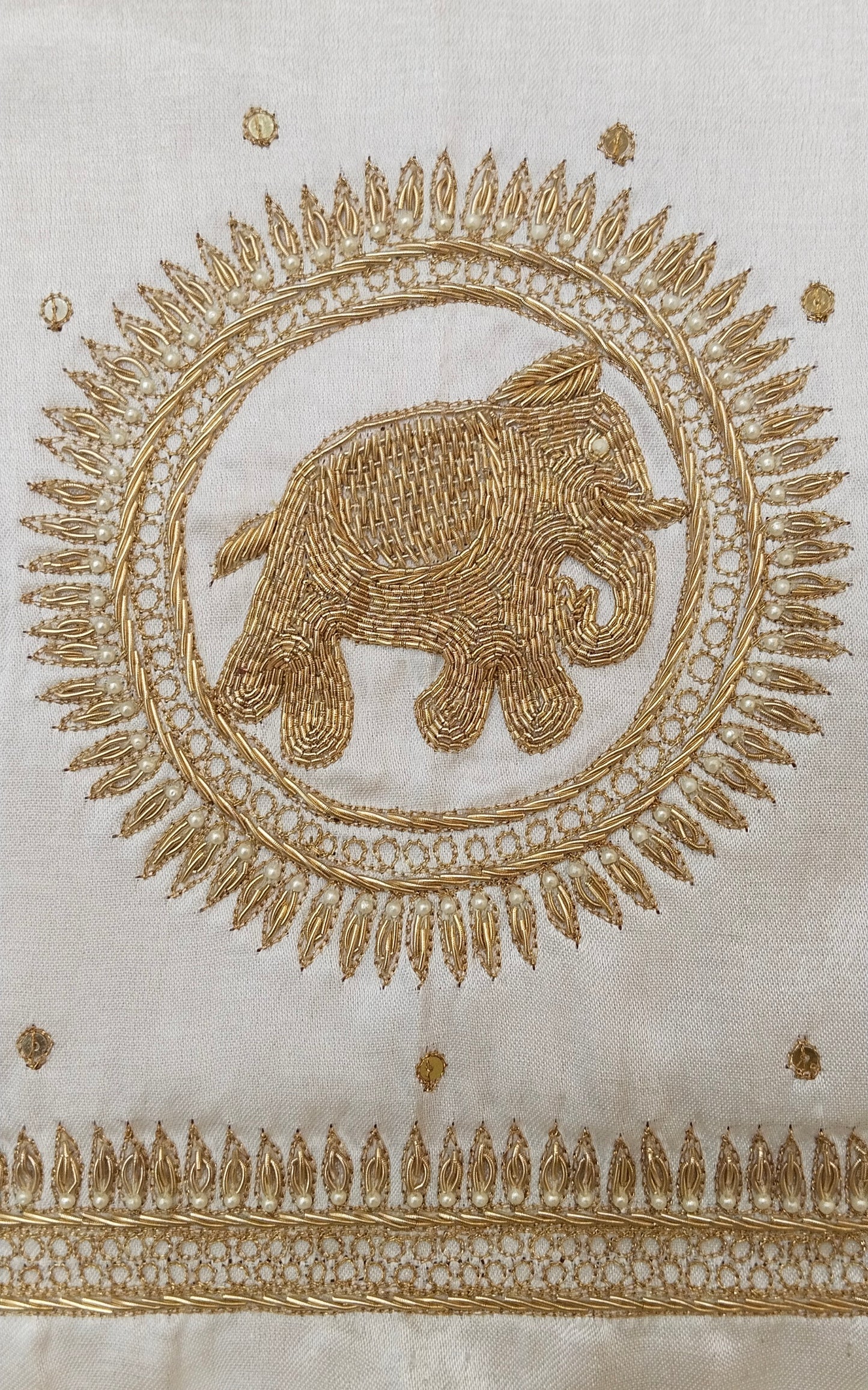 The Elephant Motif Blouse Piece (off White)