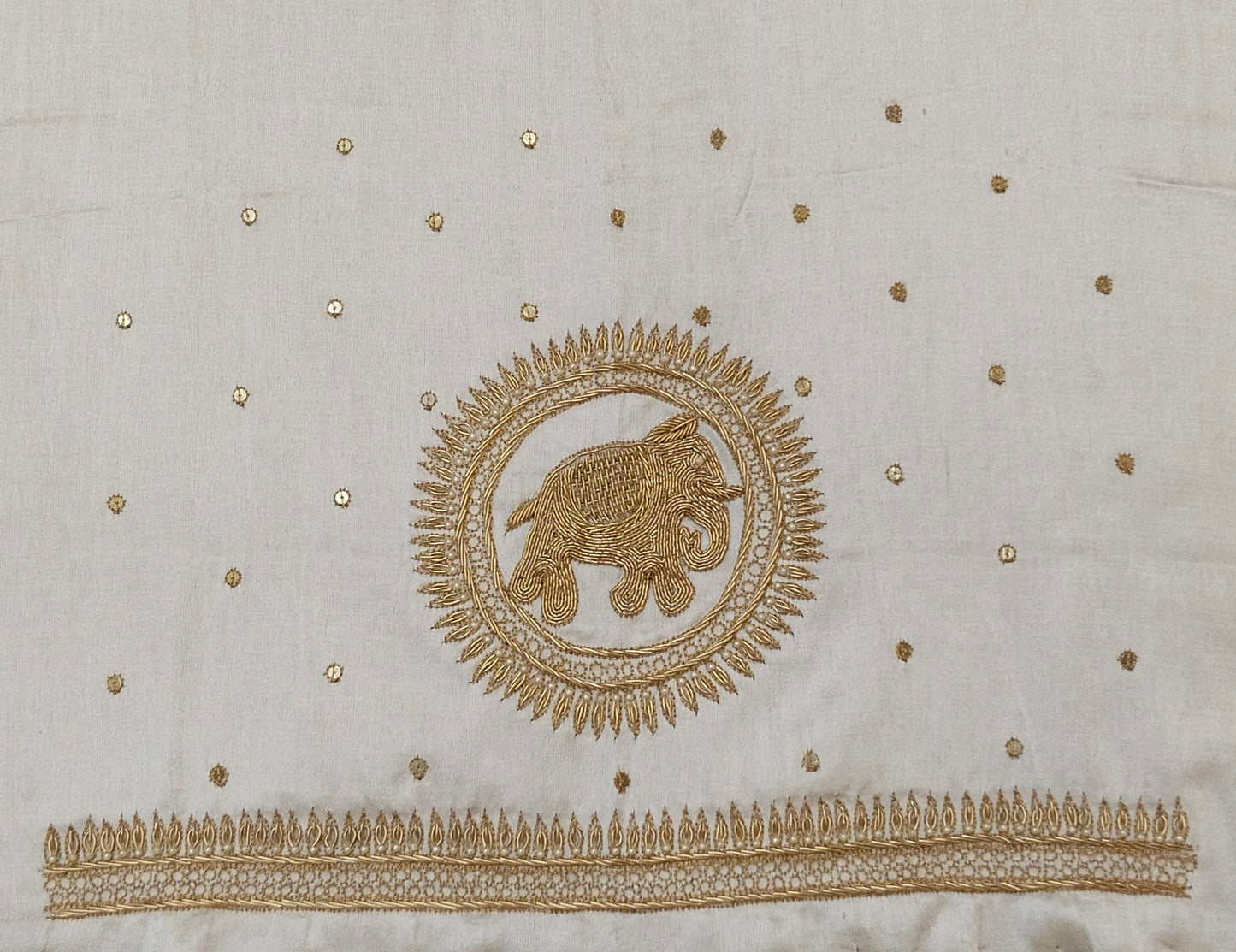 The Elephant Motif Blouse Piece (off White)