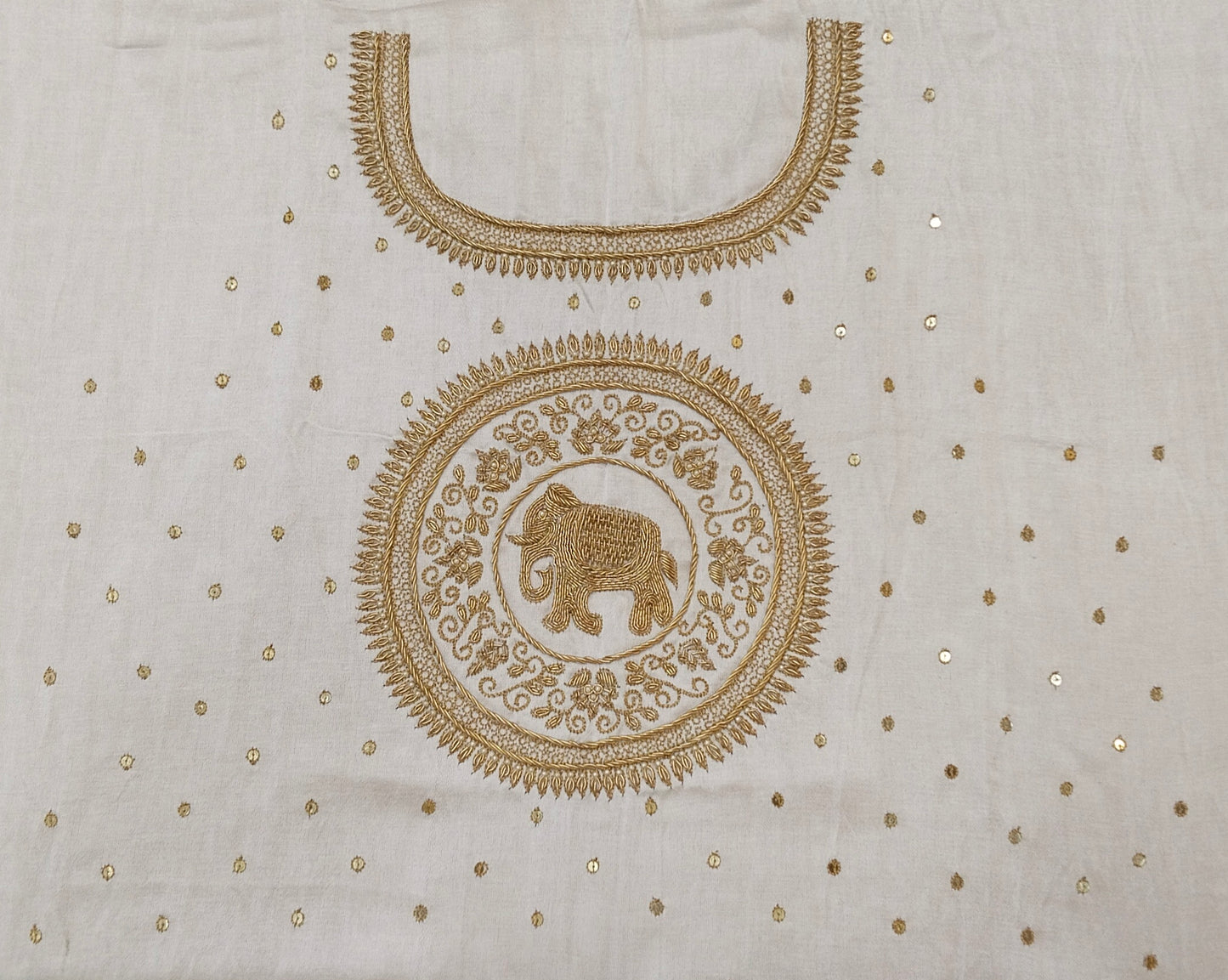 The Elephant Motif Blouse Piece (off White)