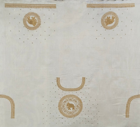 The Elephant Motif Blouse Piece (off White)