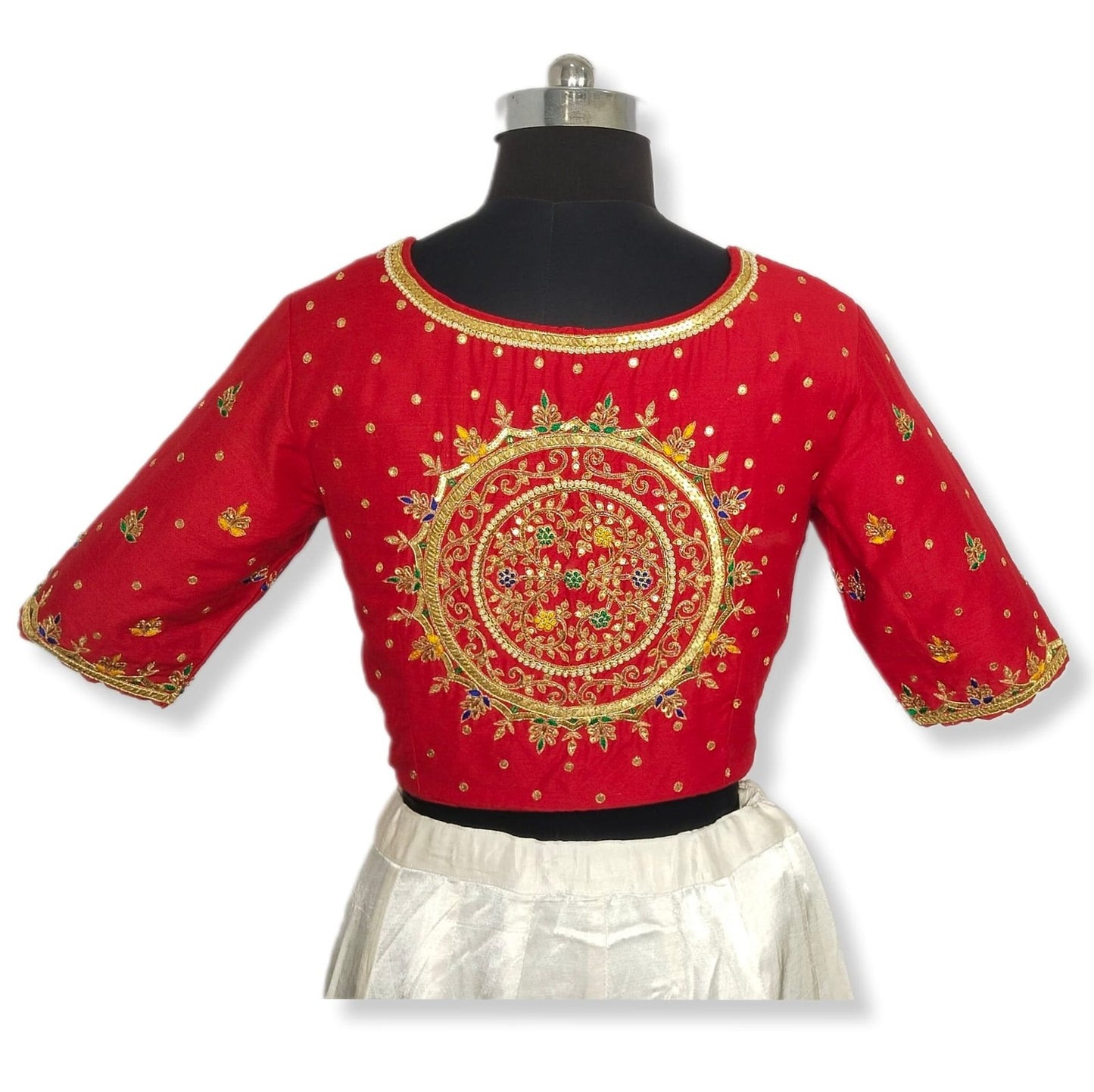Ethnic Elegance Mandala Butta Blouse (Red)