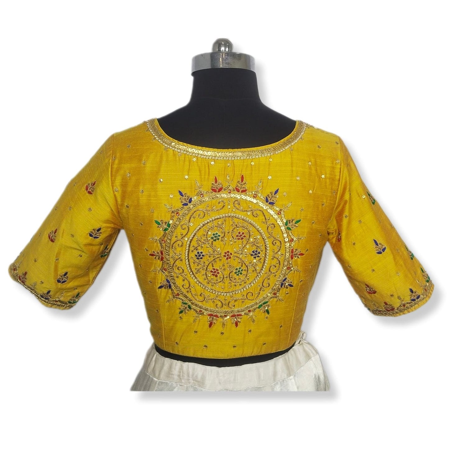 Ethnic Elegance Mandala Butta Blouse (Mustard Yellow)
